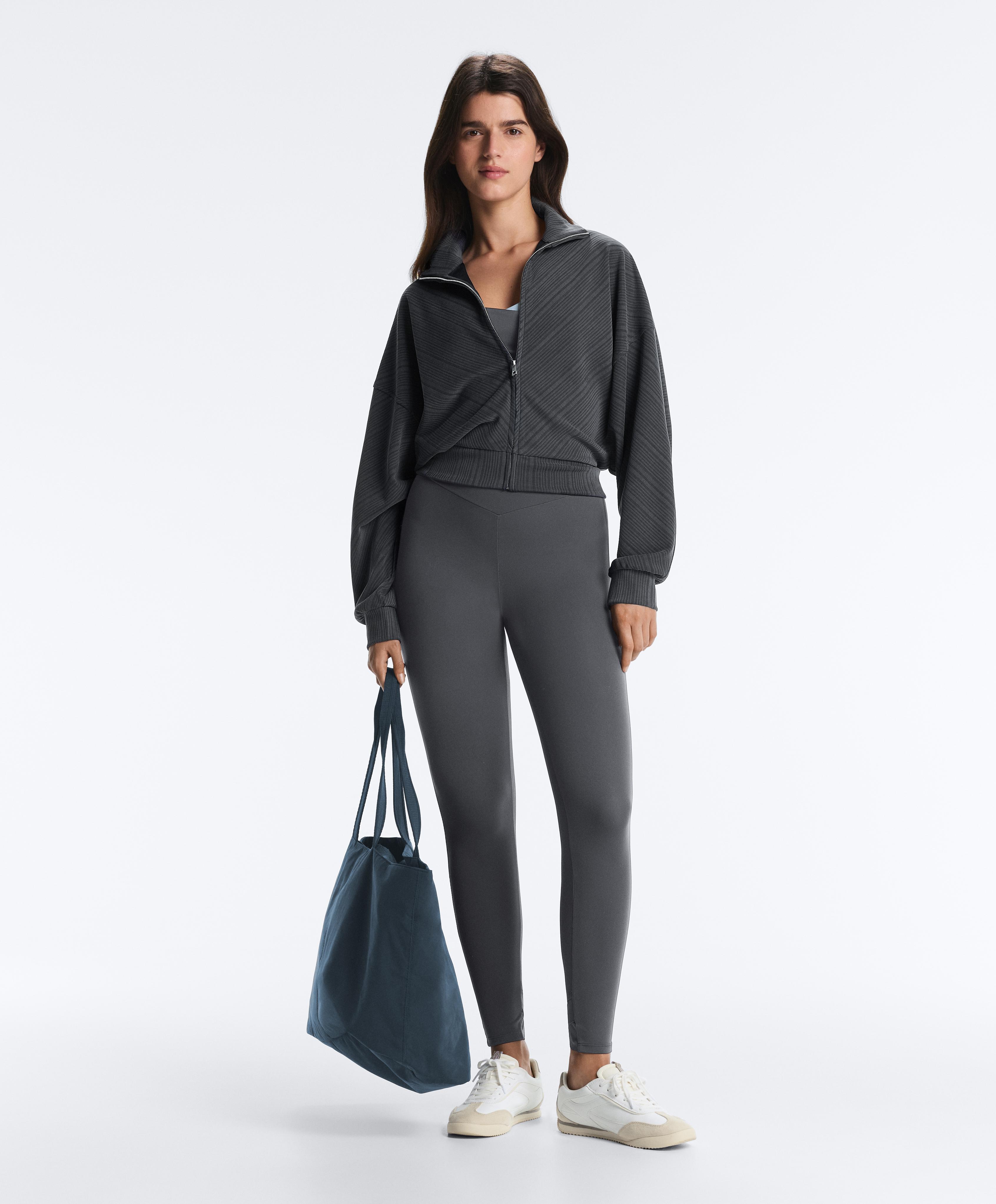 Asymmetric stripe jacket with modal — ASPHALT