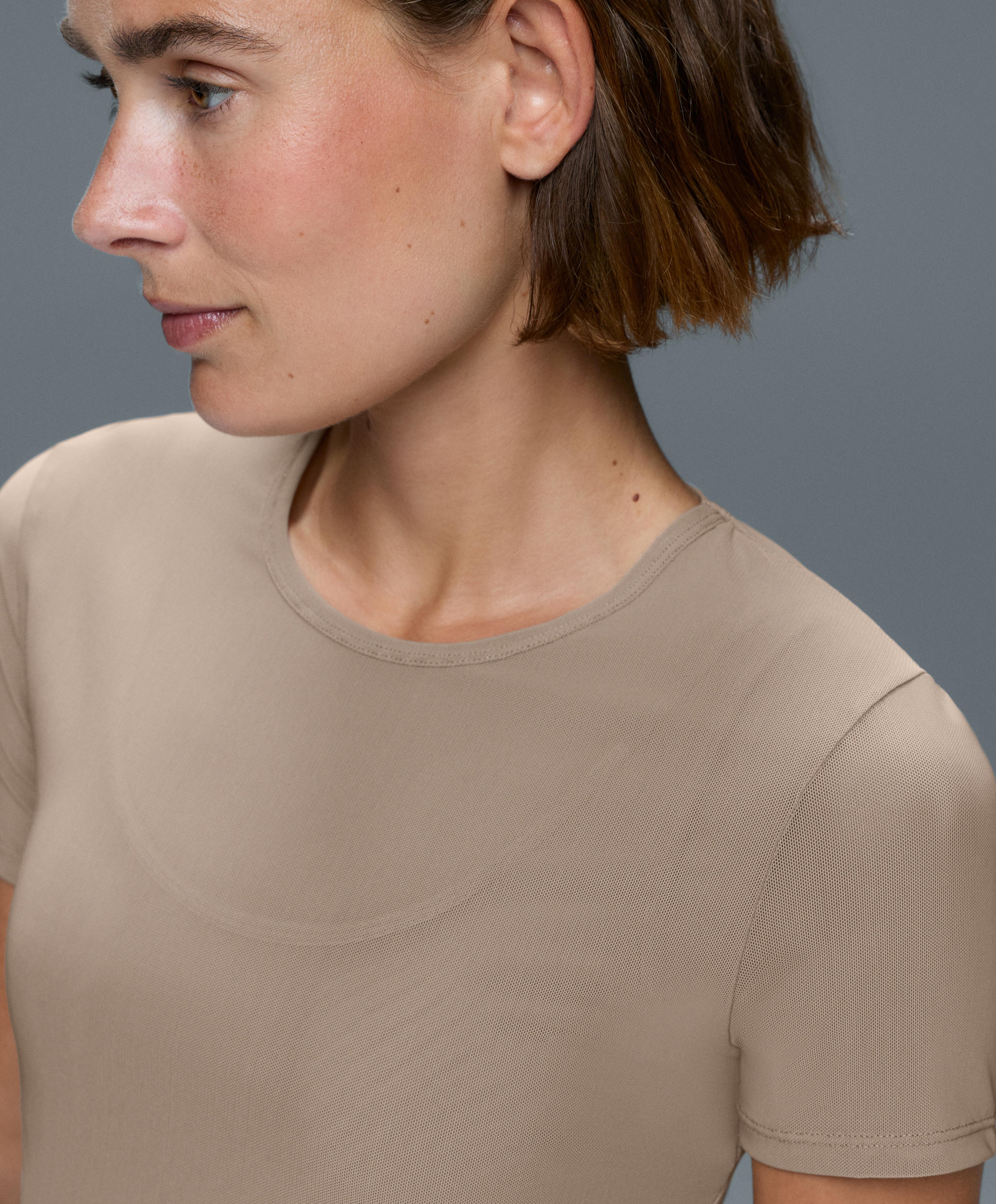 Evermove short-sleeved overlay tank top — PINK-BEIGE