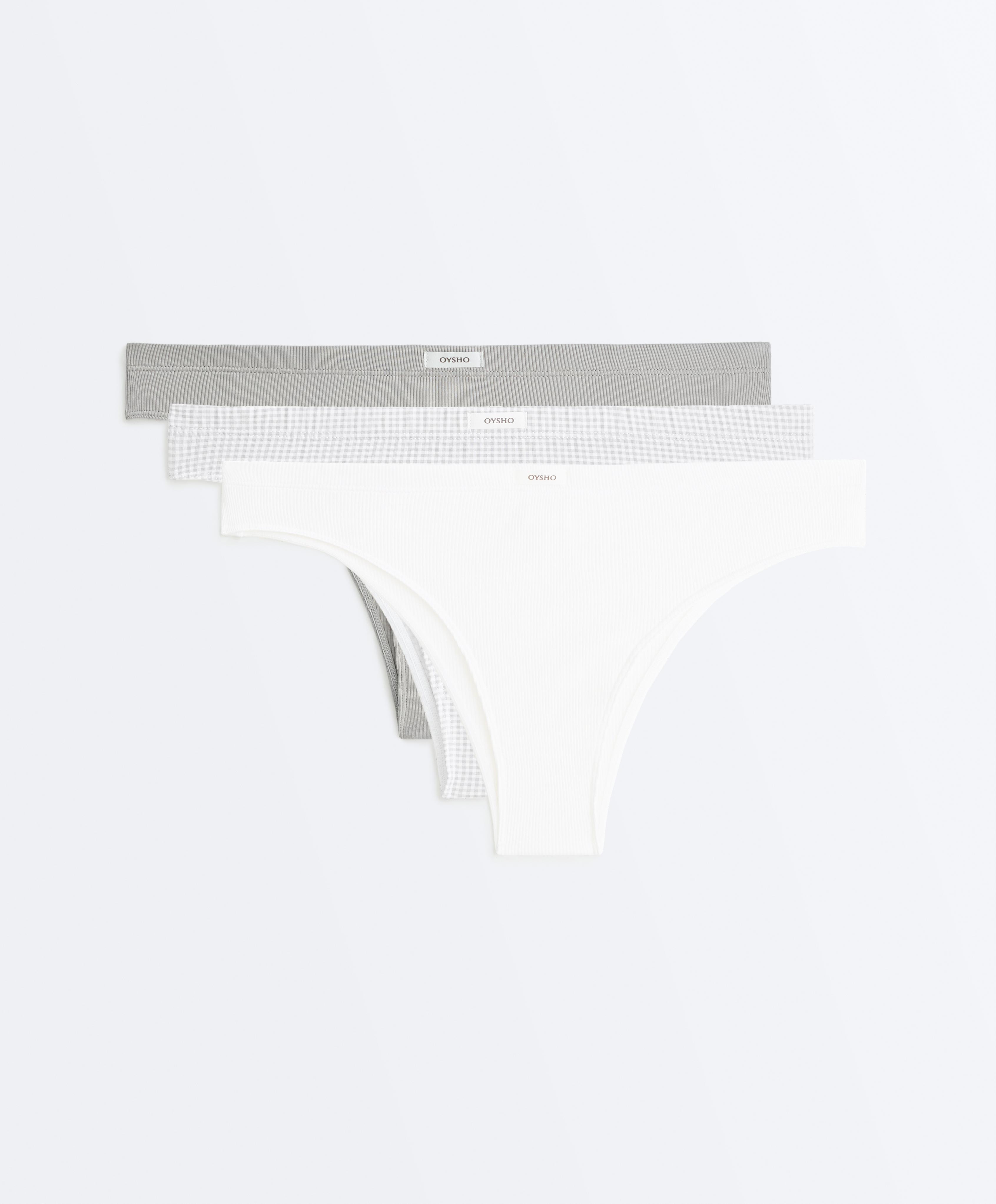 3 cotton blend Brazilian briefs — PALE GREY