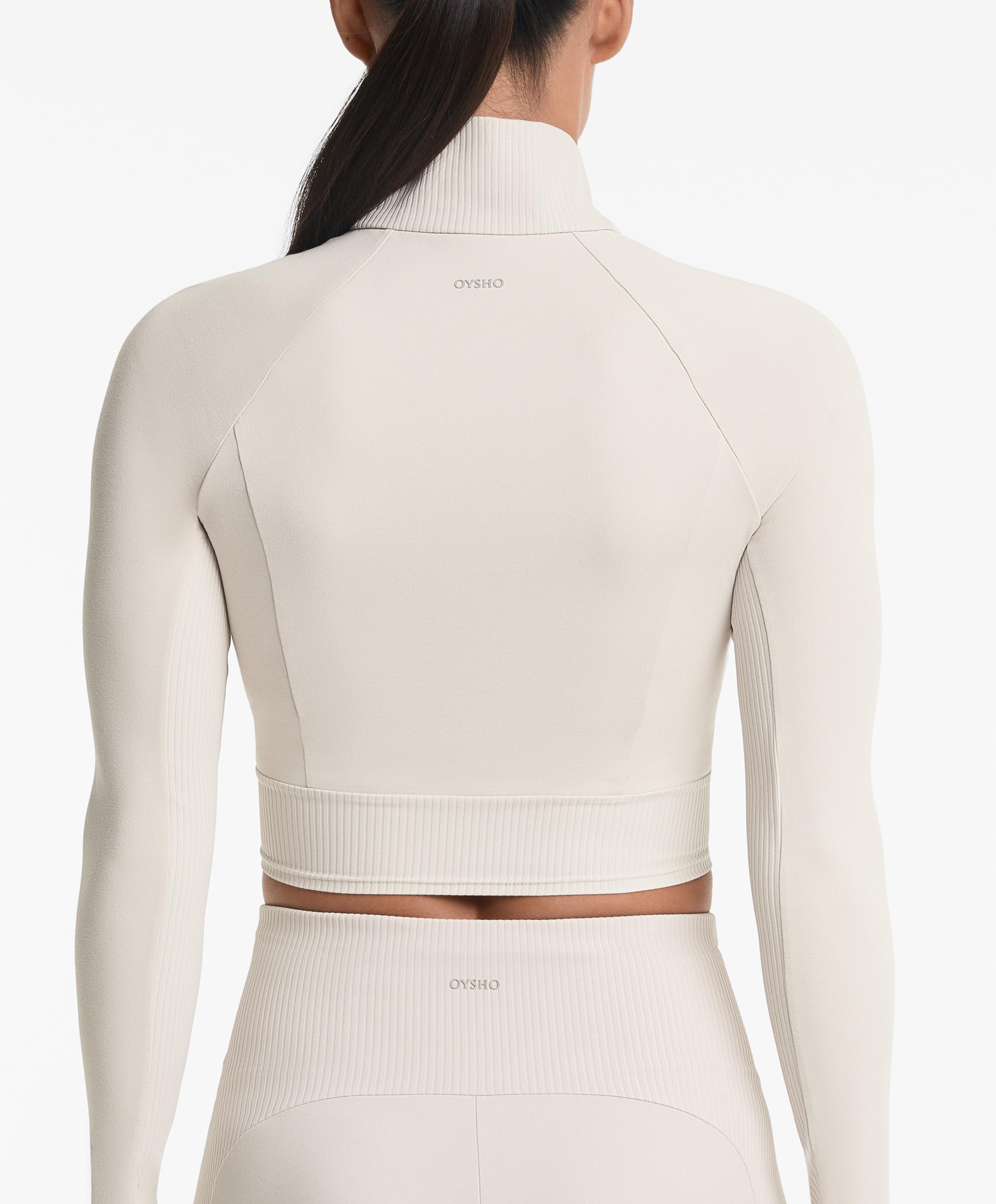 Comfortlux rib long-sleeved crop T-shirt with zip - Sale