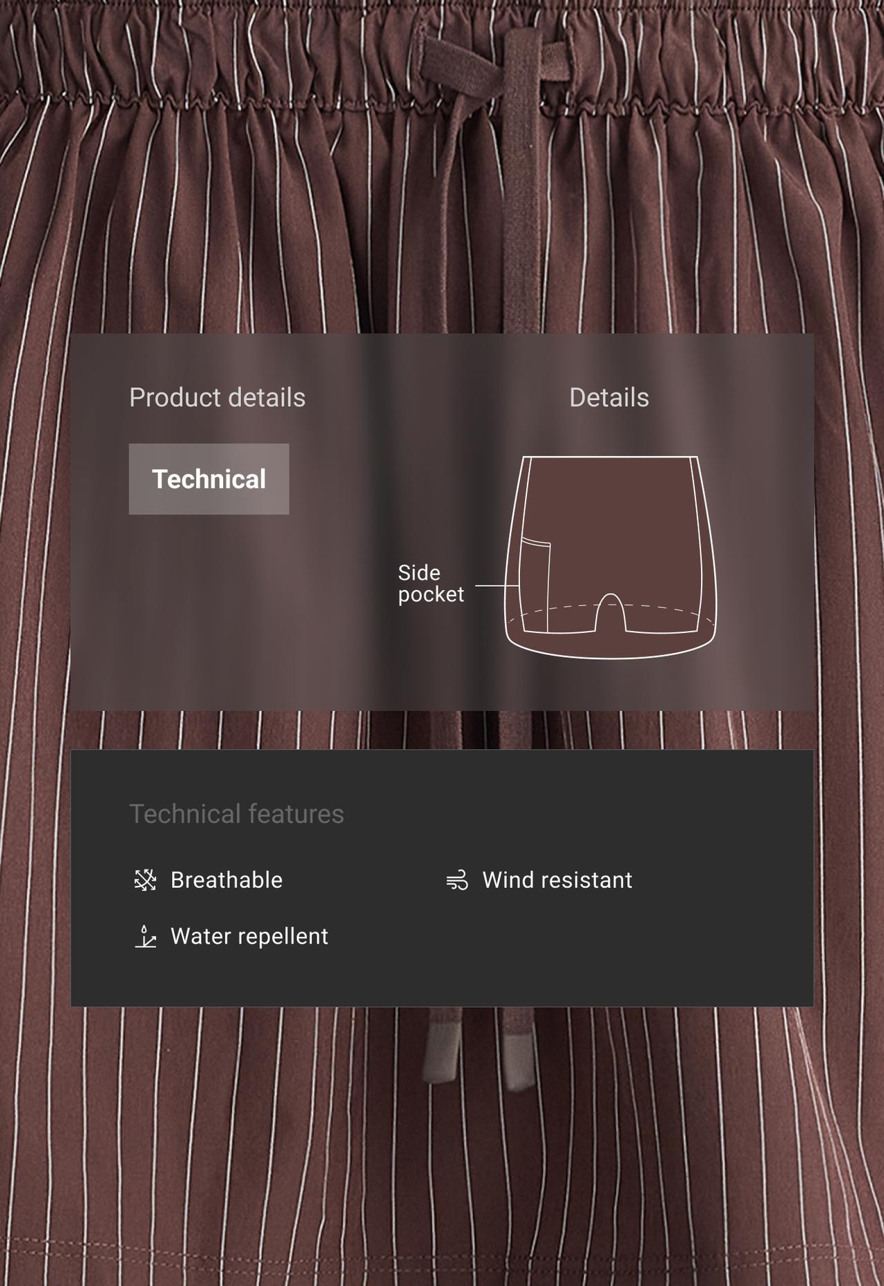 Pinstripe double-waist mini skirt — CHOCOLATE