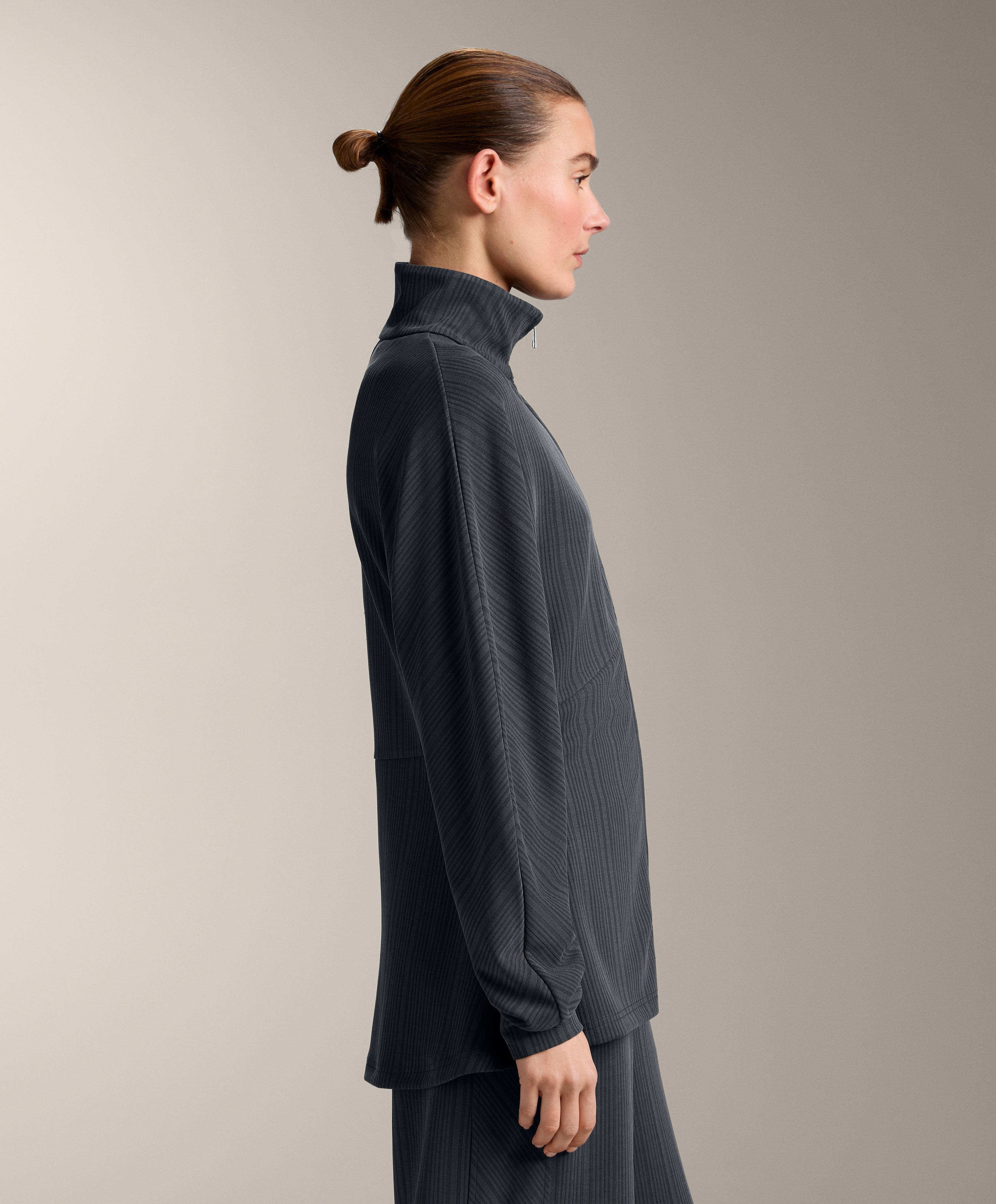 Long asymmetrical stripe jacket with modal — ASPHALT