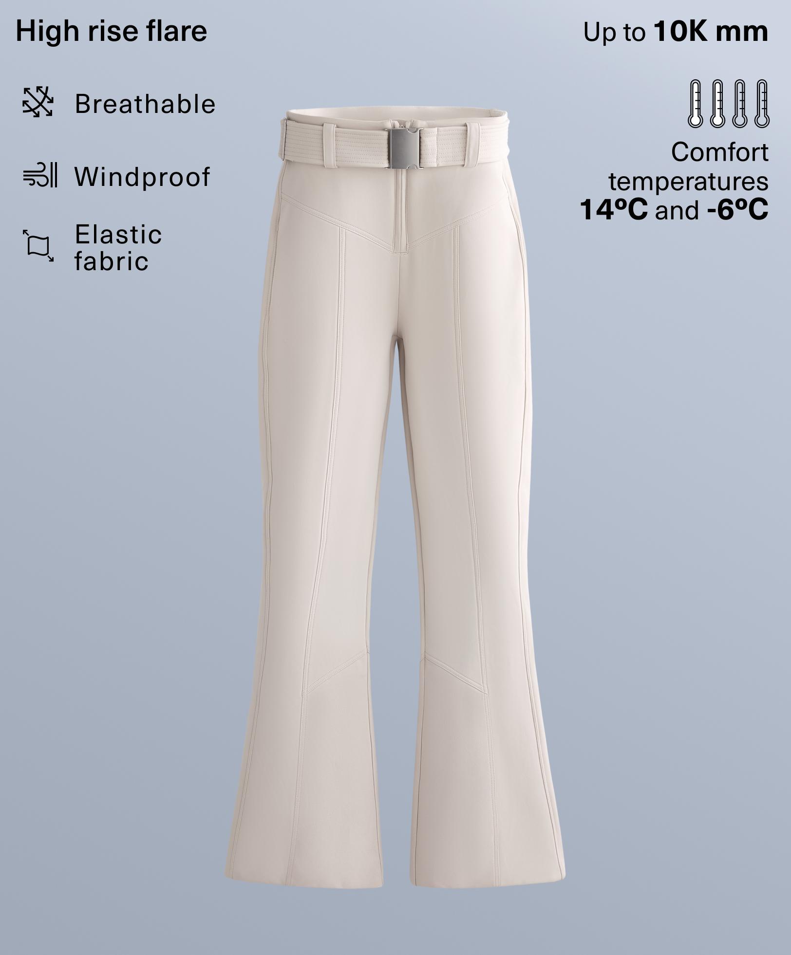 Water-resistant high-rise flare stretch SKI trousers — PALE MINK
