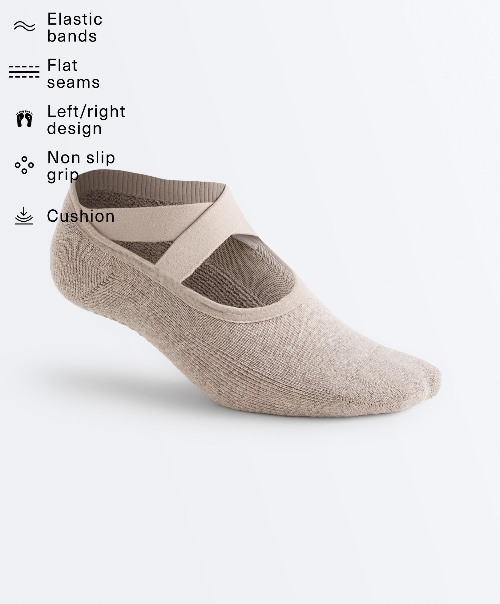 2 pairs of padded cotton blend yoga and Pilates socks with crossover straps — BARLEY