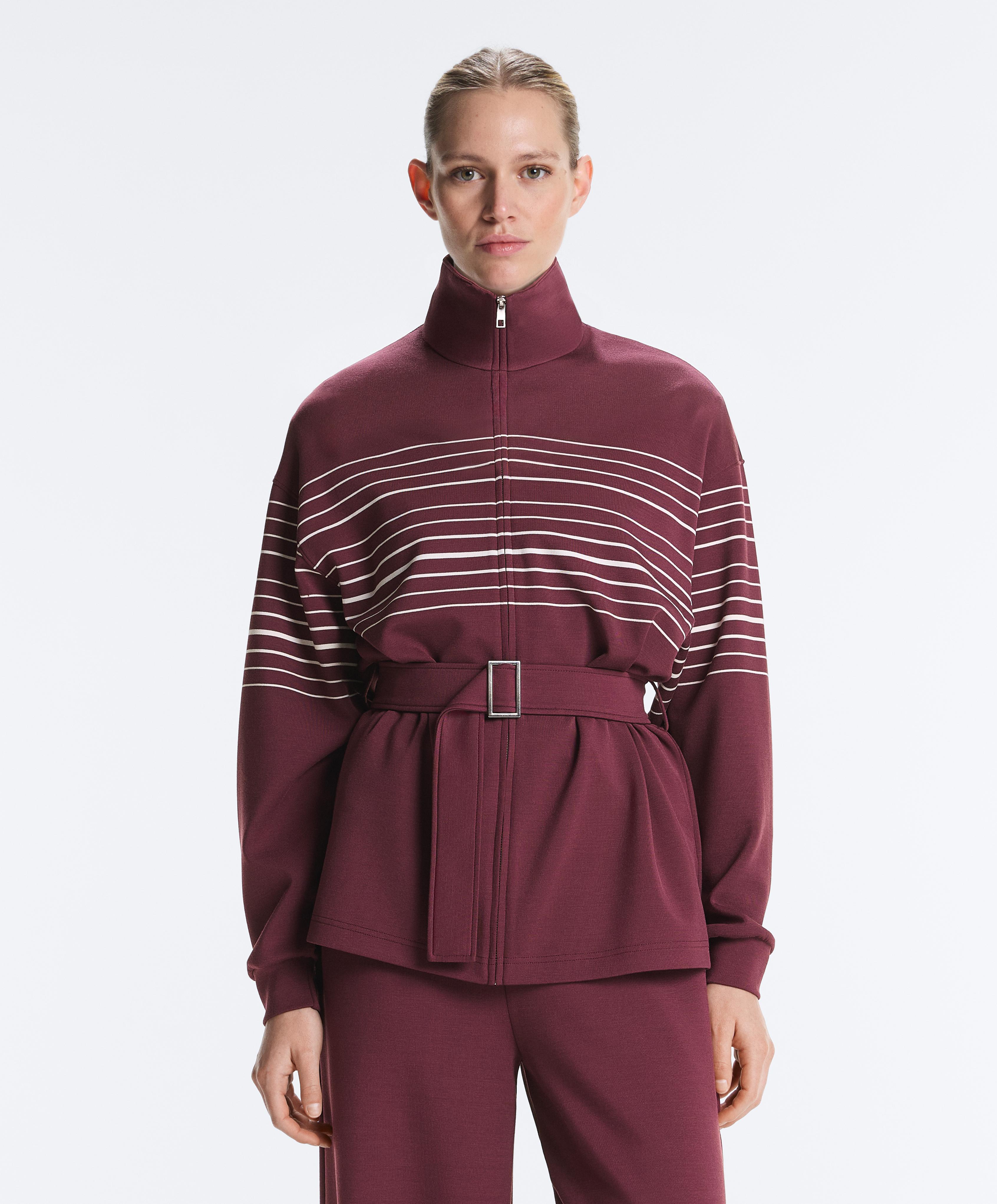 Long sailor stripe jacket with soft-touch modal — CHERRY