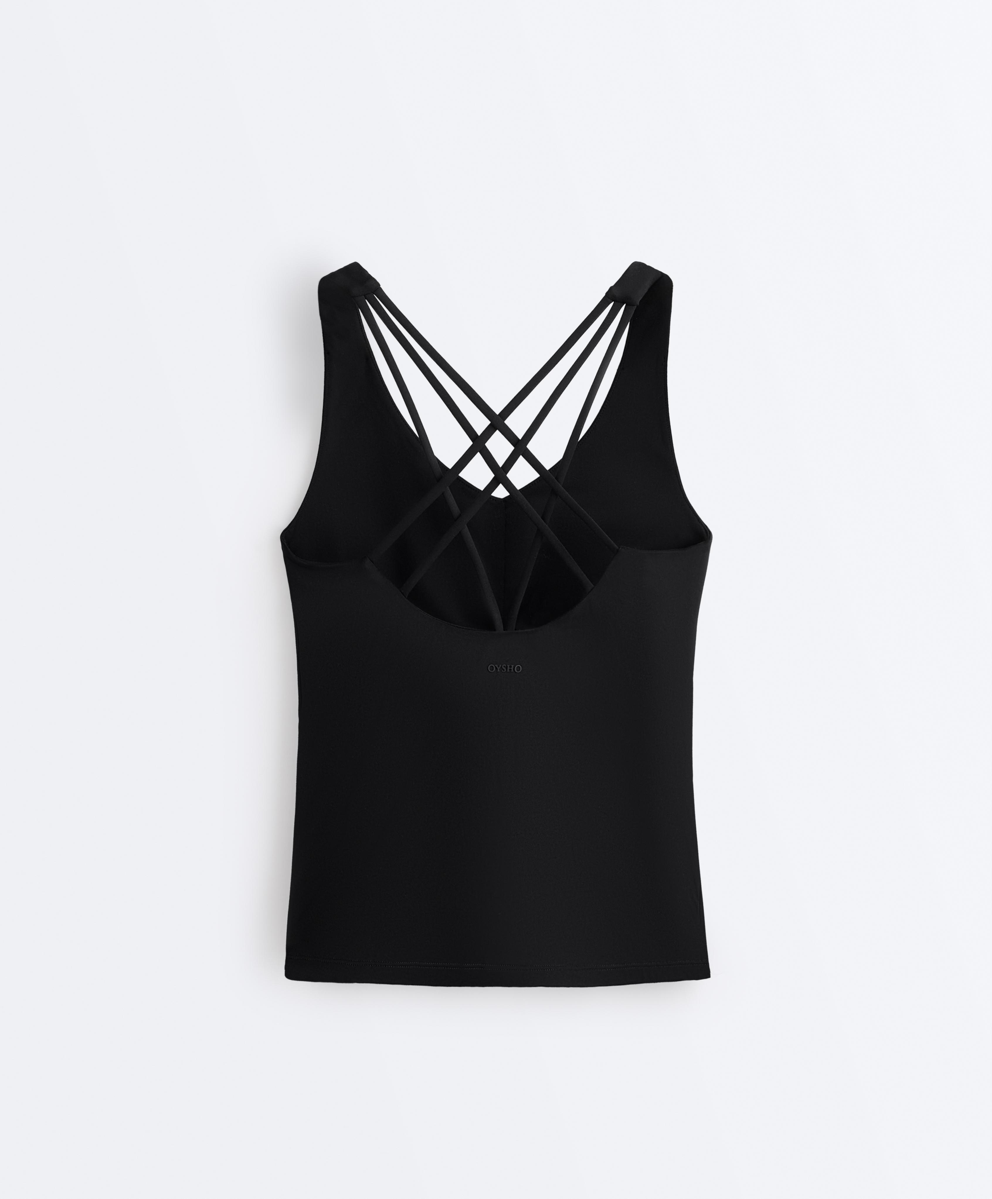 Comfortlux long Tank top multi strap cups — BLACK