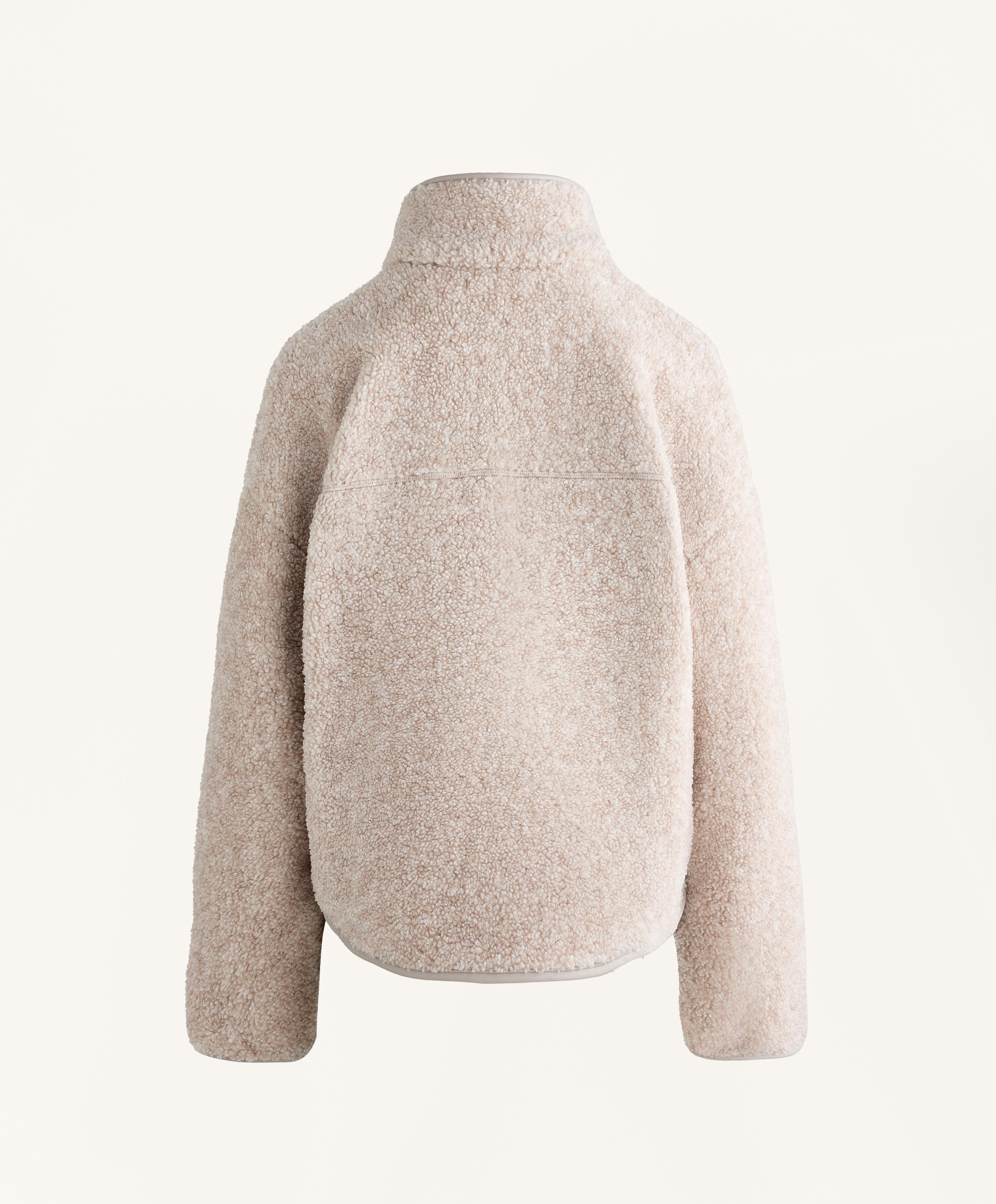 Faux-shearling sweatshirt with front pocket — PALE ASPHALT