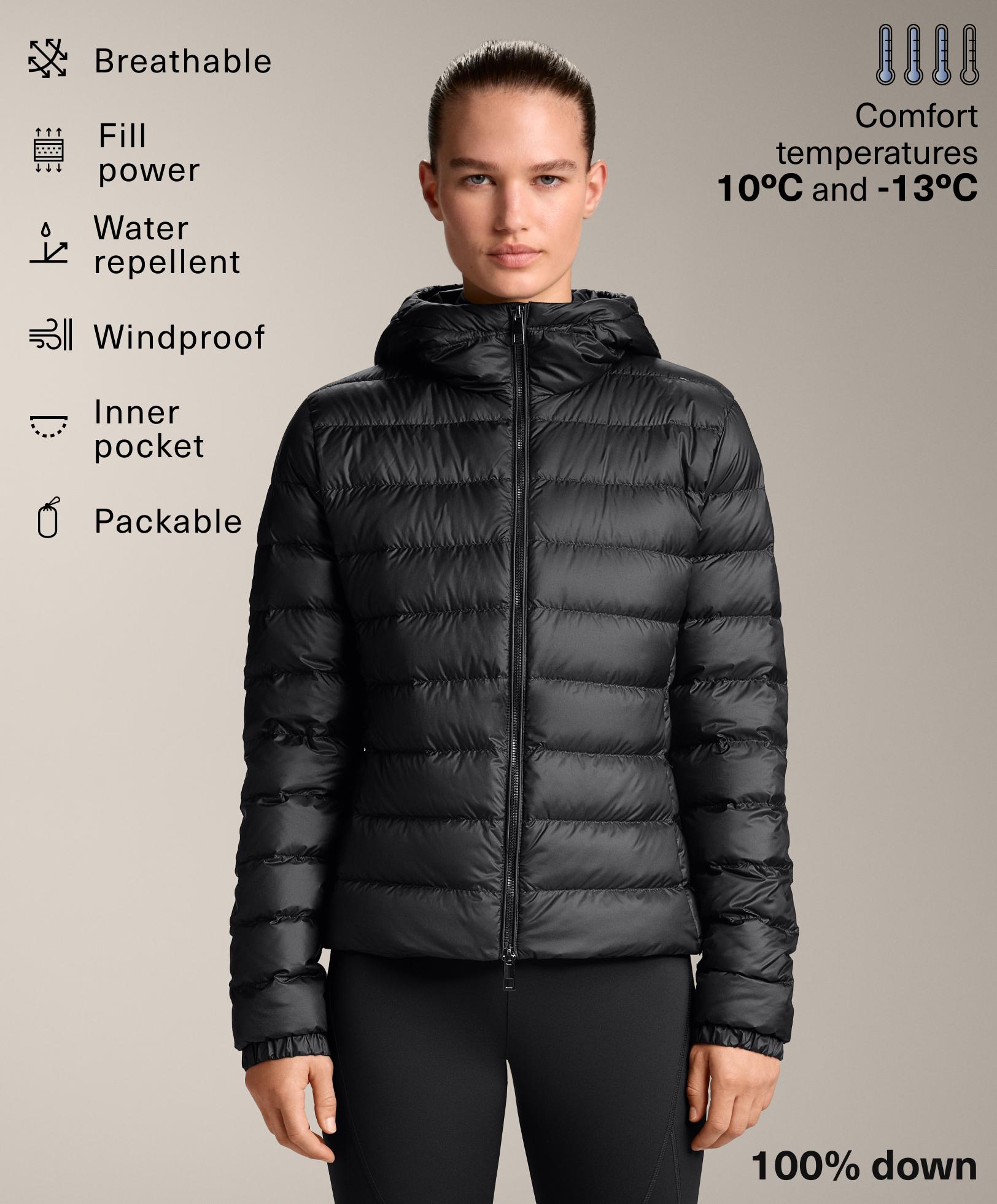 Lightweight packable 100% down water-repellent jacket