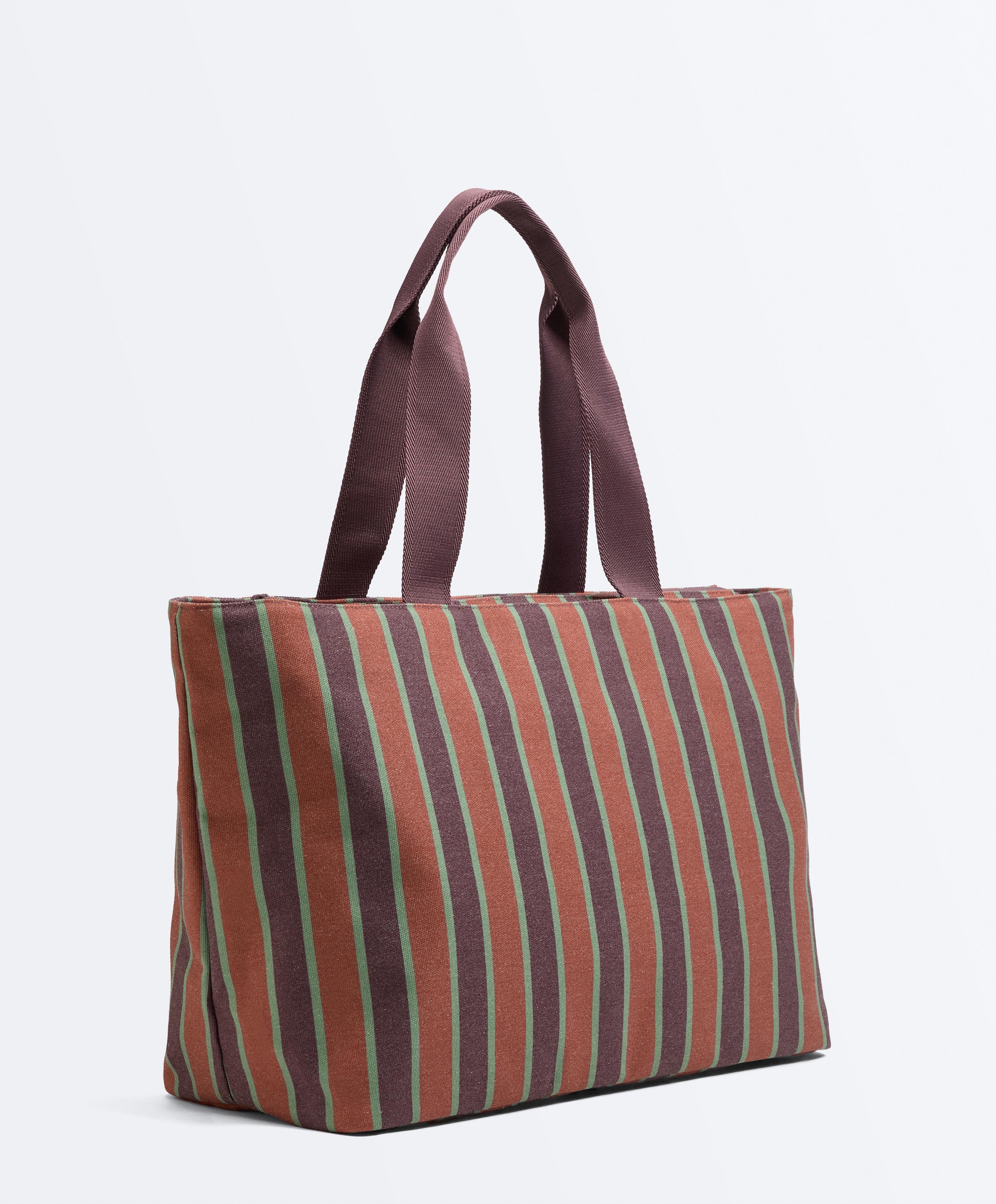 Striped canvas tote bag