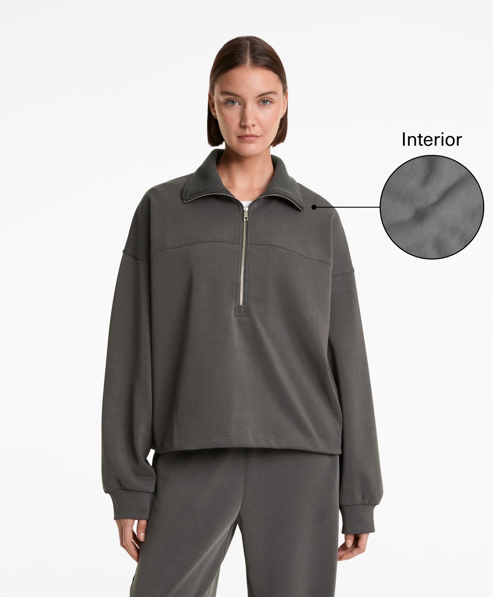 Half-zip sweatshirt with brushed modal