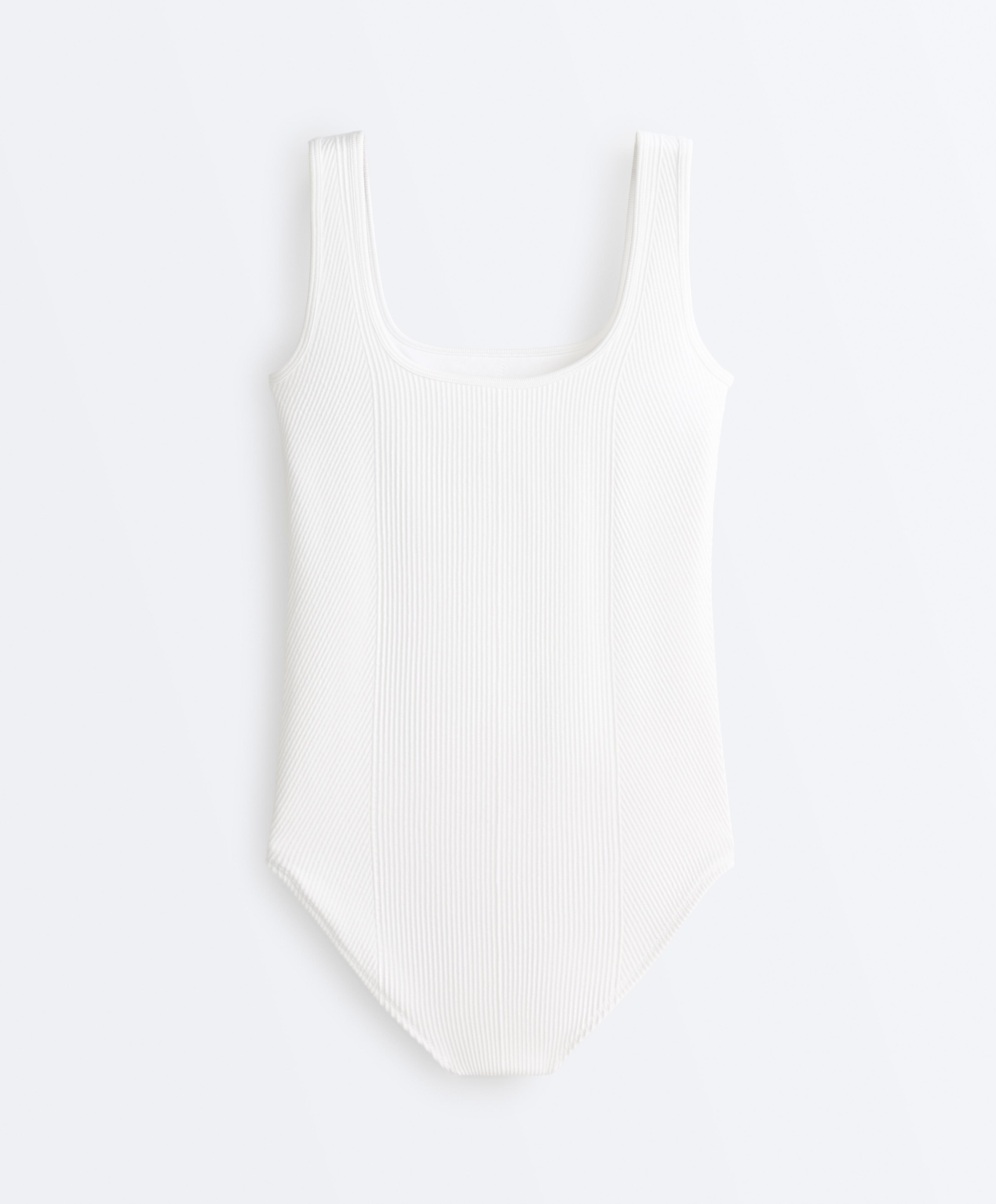 Seamless square neck bodysuit — WHITE 