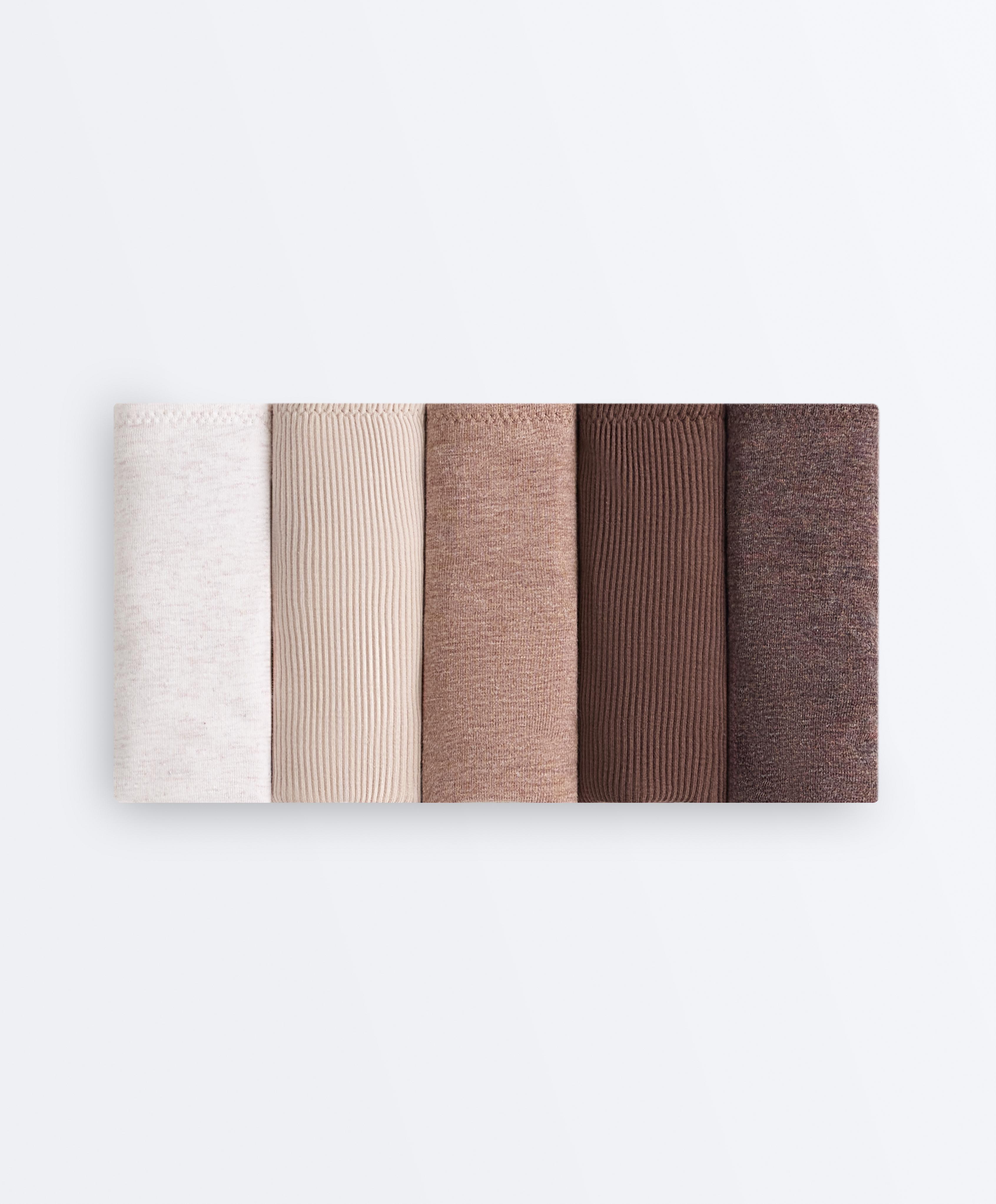 5 rib cotton blend Brazilian briefs — CHOCOLATE      