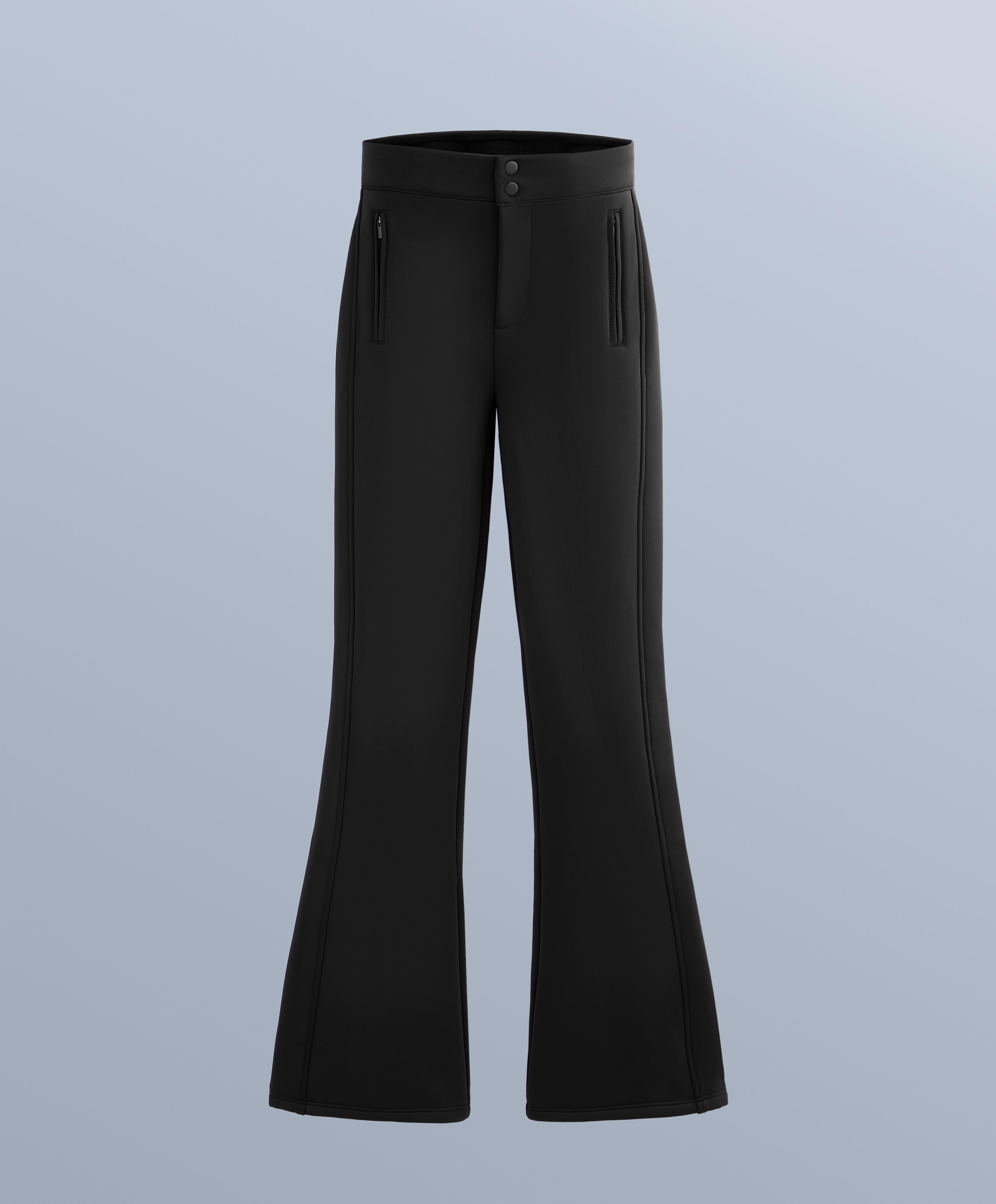 Water-resistant full length flare stretch SKI trousers — BLACK