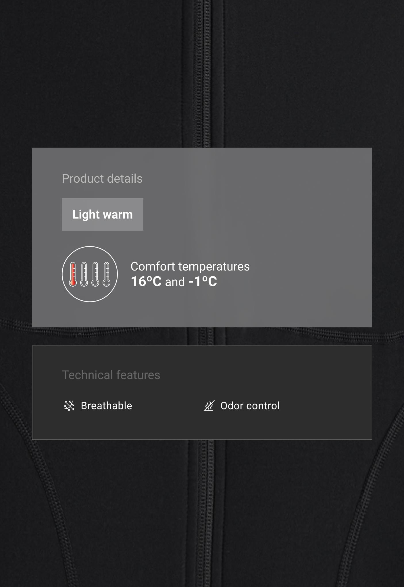 Light warm technical jacket with seams