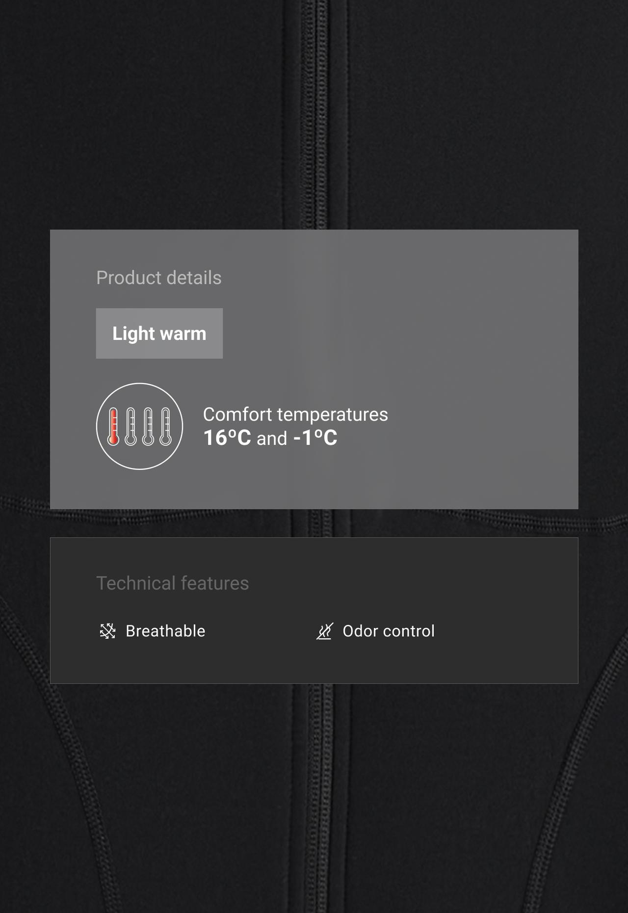 Light warm technical jacket with seams — BLACK