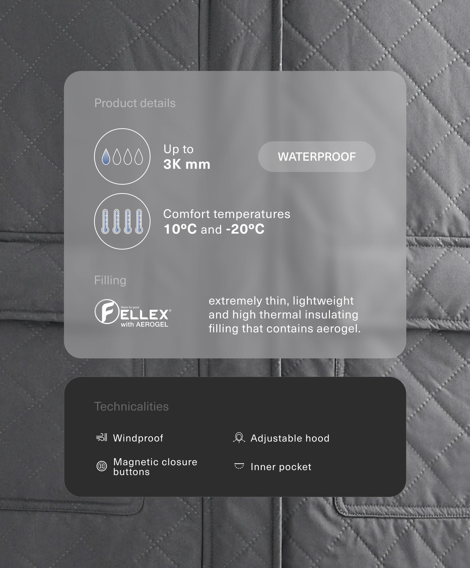 Μακριά αδιάβροχη φουσκωτή ζακέτα 3k FELLEX® με AEROGEL - Εκπτώσεις Μακριά αδιάβροχη φουσκωτή ζακέτα 3k FELLEX® με AEROGEL - Εκπτώσεις