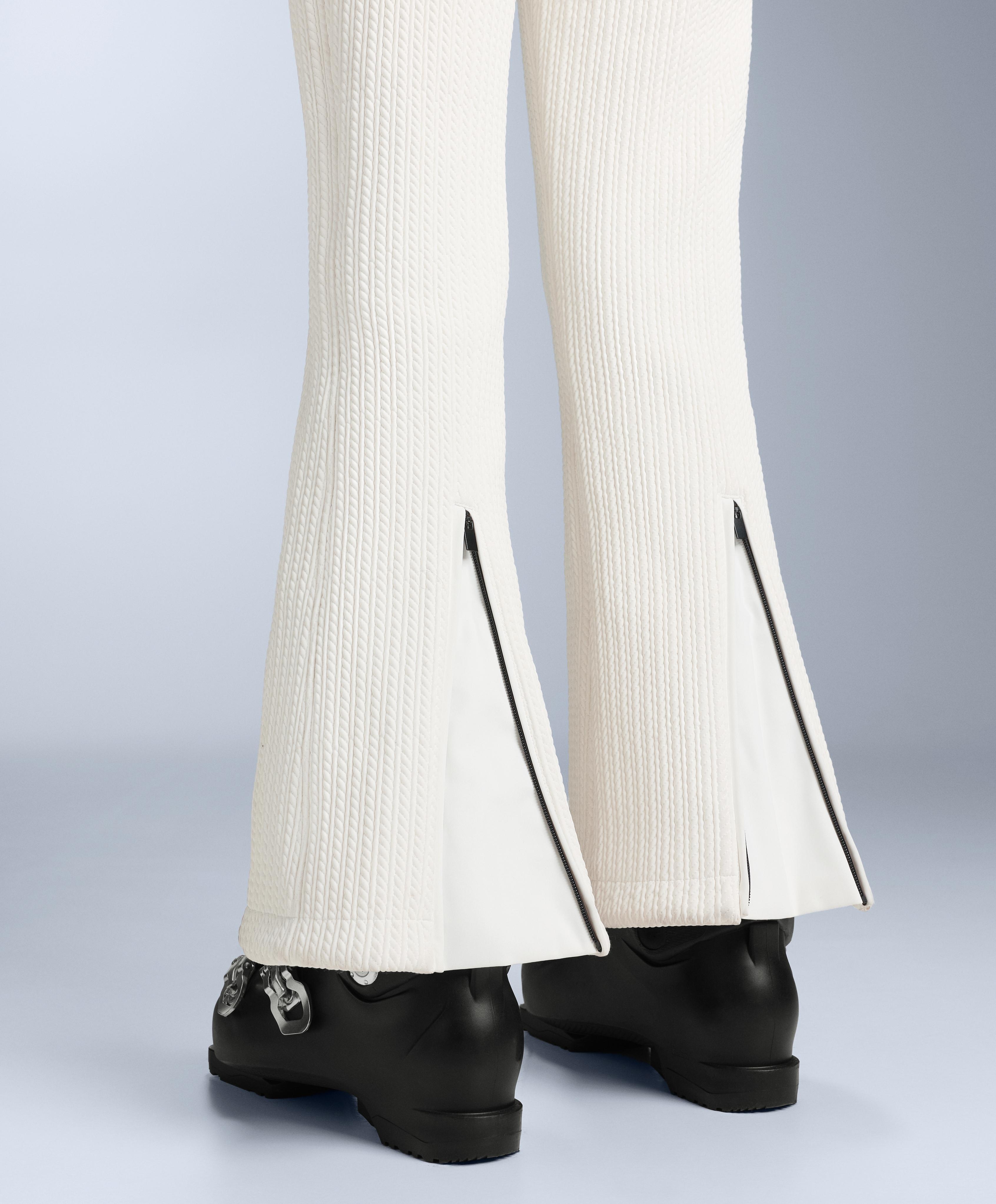 Water-resistant SKI flare dungarees — WHITE