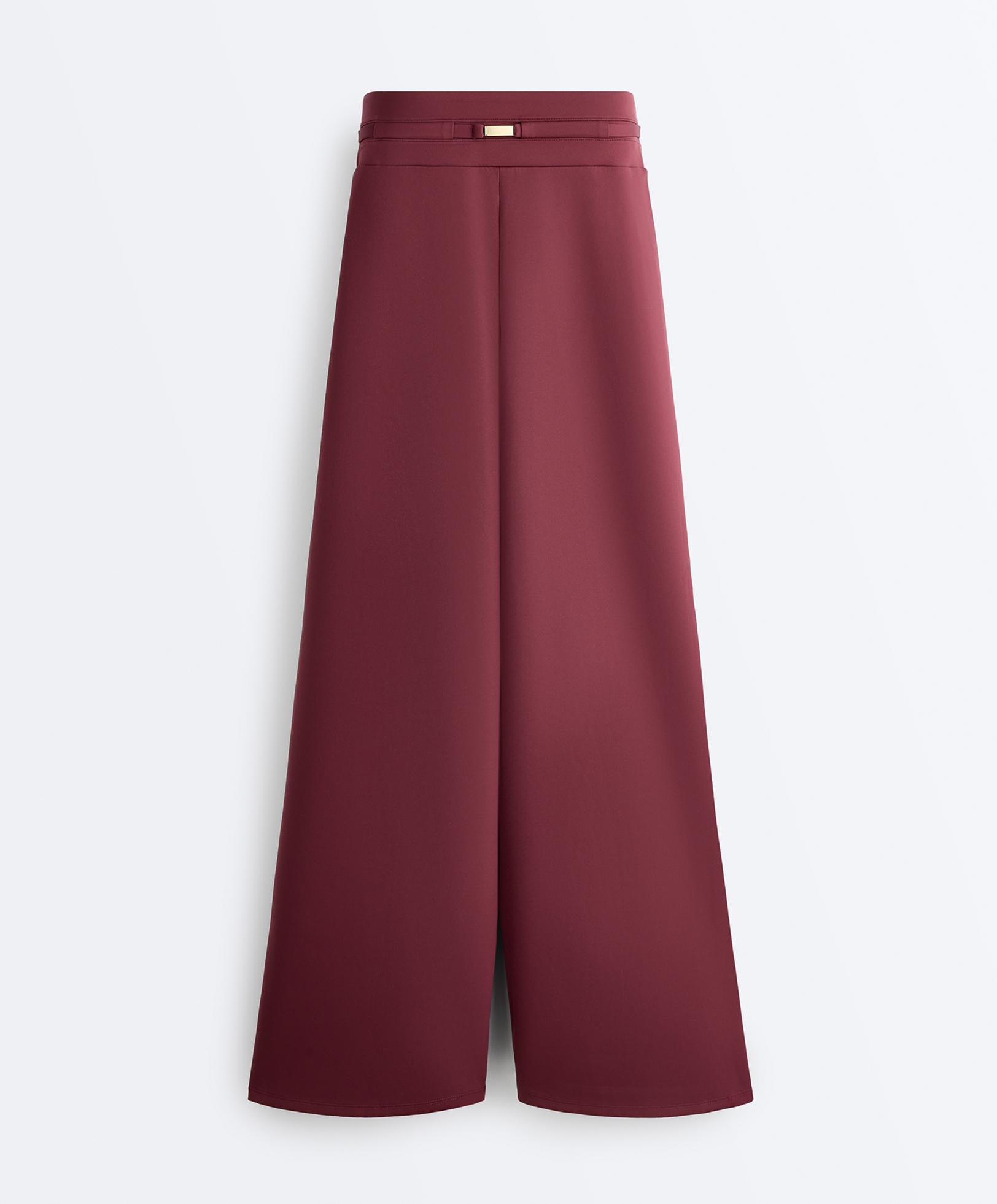 Neoprene-effect wide-leg trousers — CHERRY