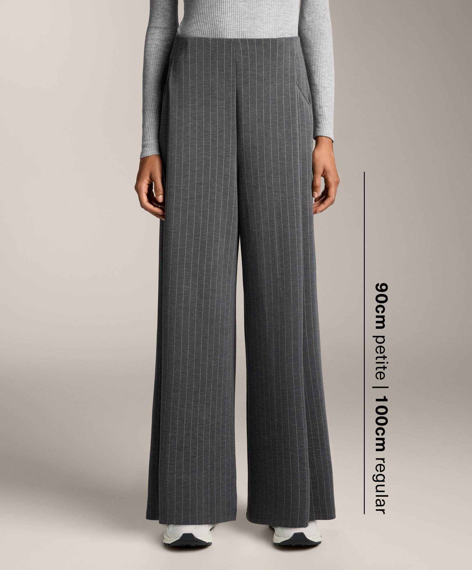 Wide-leg striped trousers with soft-touch modal