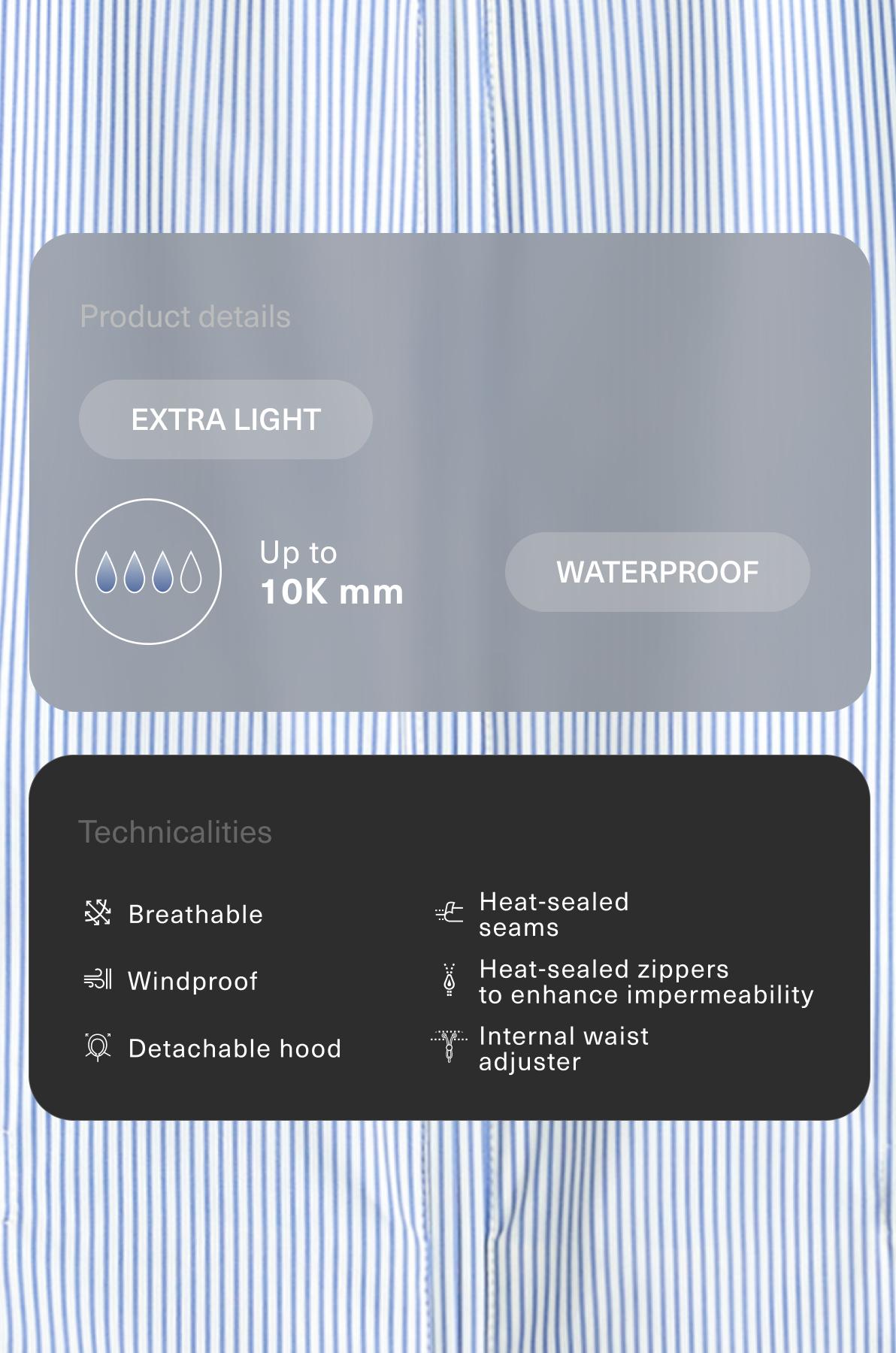 Extra lightweight 10k waterproof striped jacket — PALE BLUE