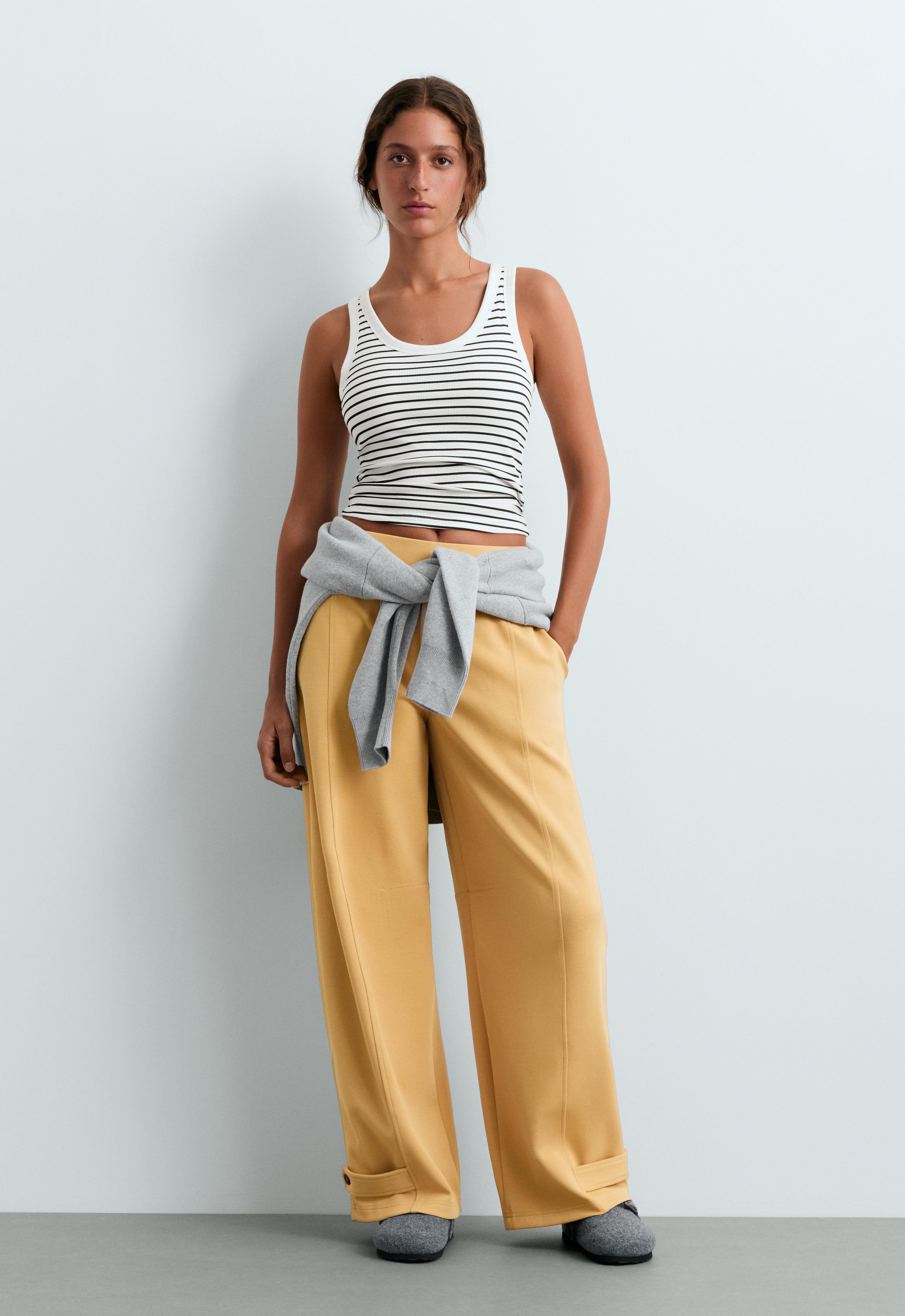 Long modal rib stripe tank top