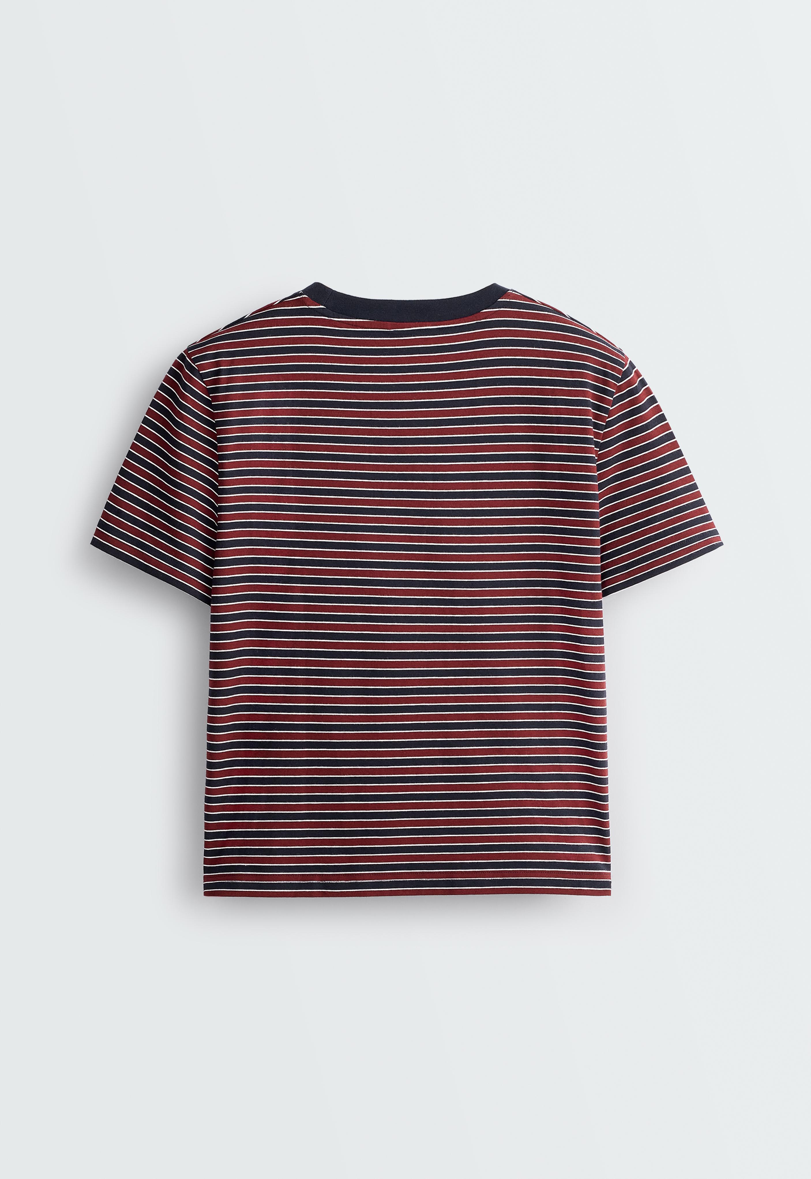 Striped regular-fit short-sleeved T-shirt — NAVY BLUE