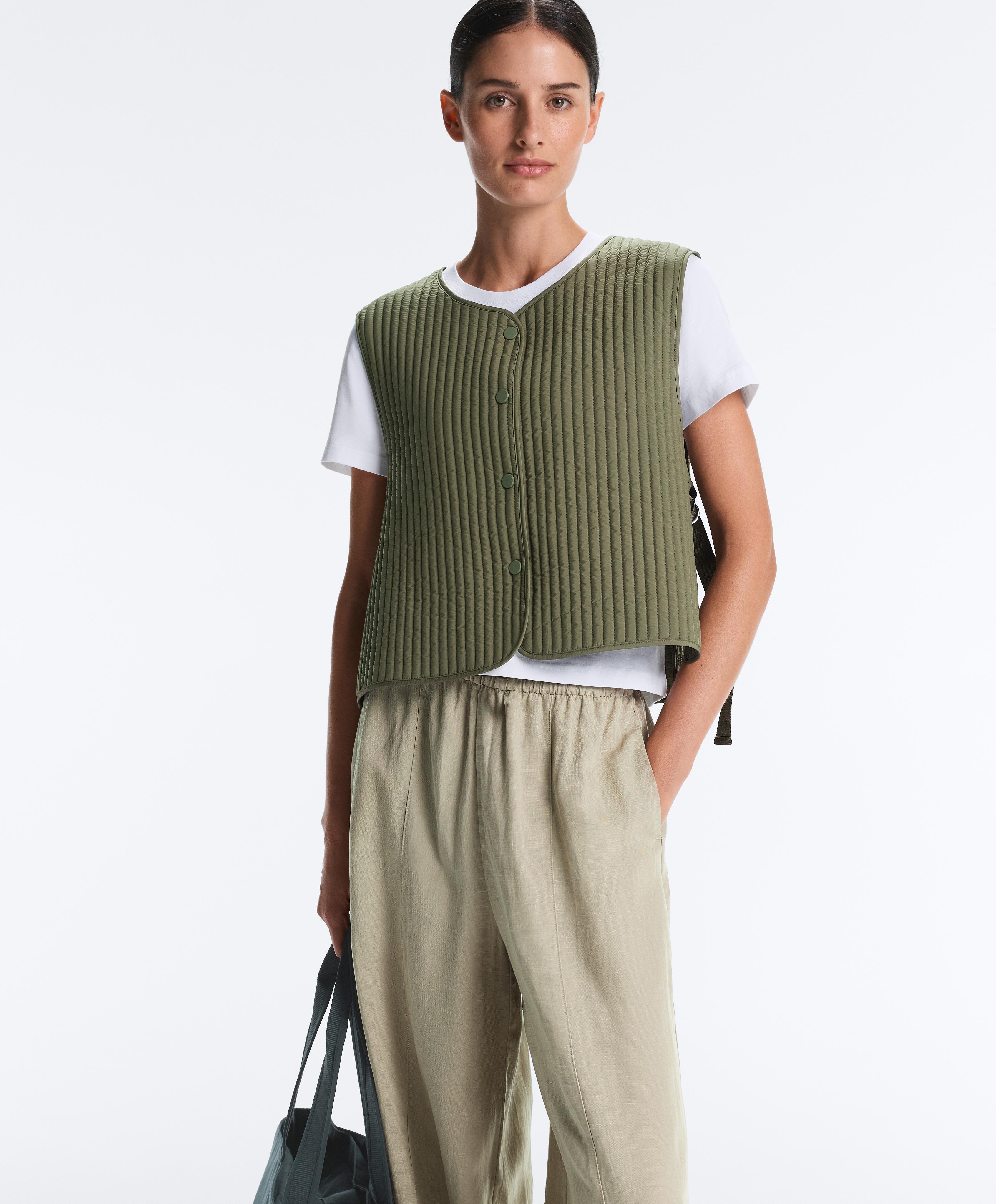 Thin padded nylon gilet — KHAKI