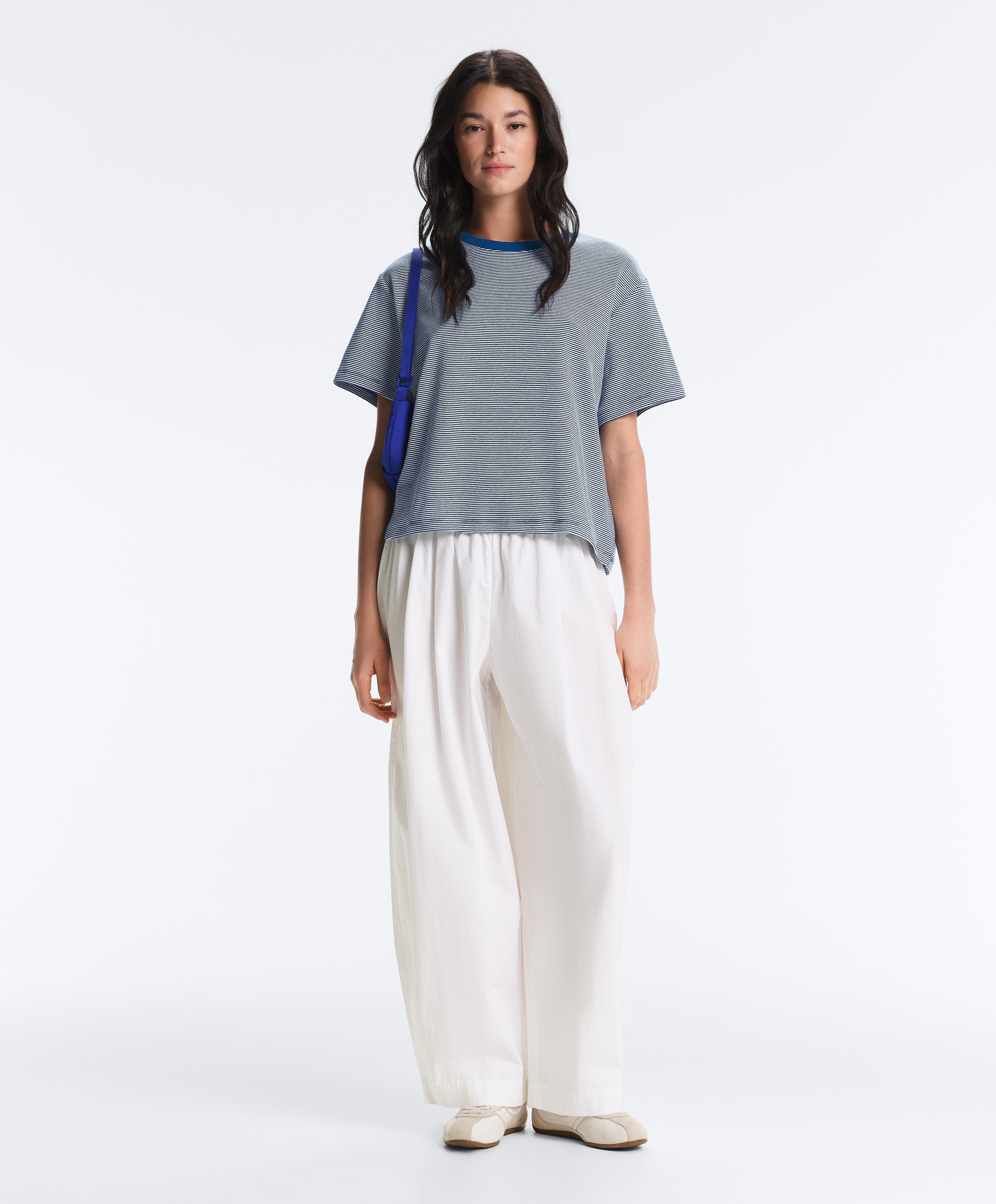 Футболка Boxy с короткими рукавами из смесового хлопка в полоску