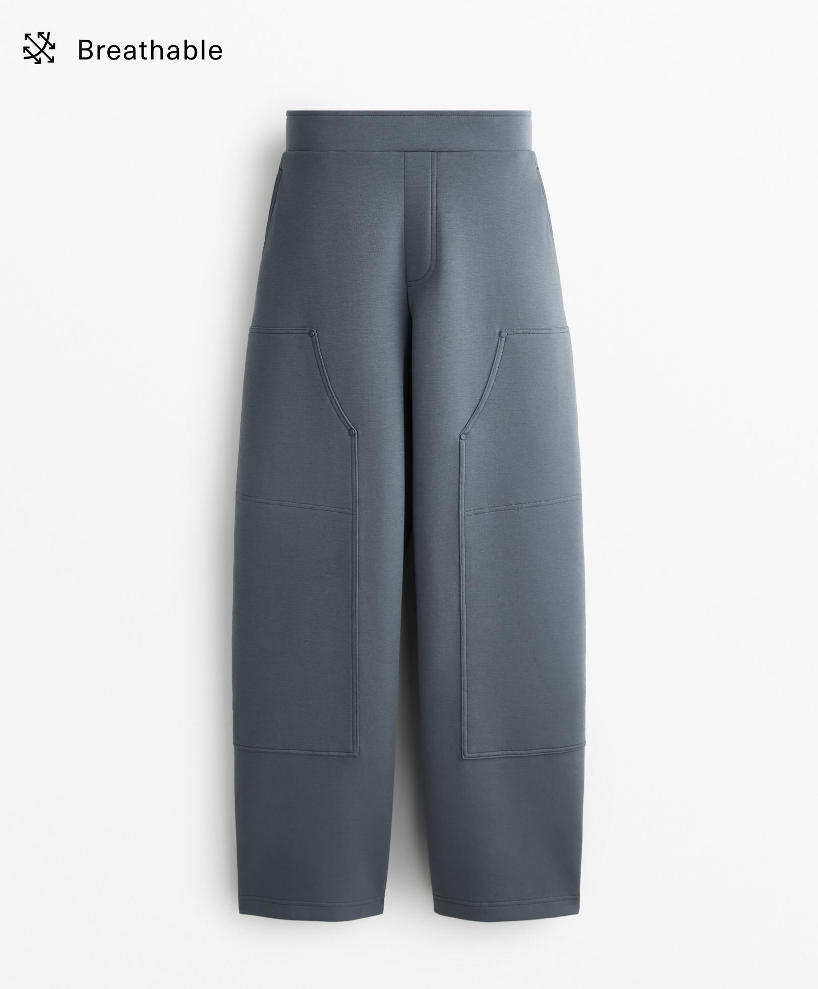 Relaxed cotton blend trousers with front details