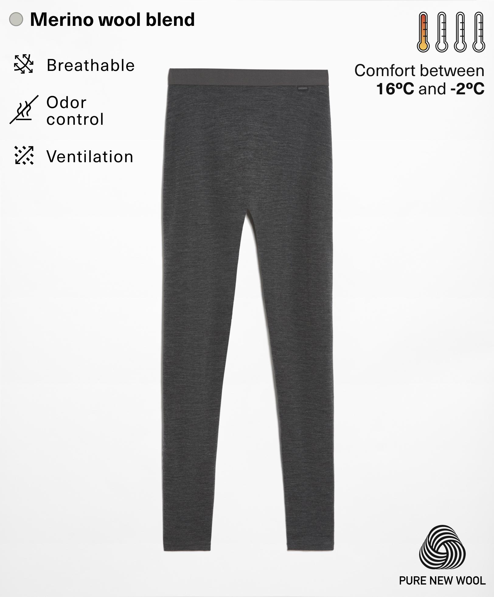 Leggings performance base layers 95% lana merino