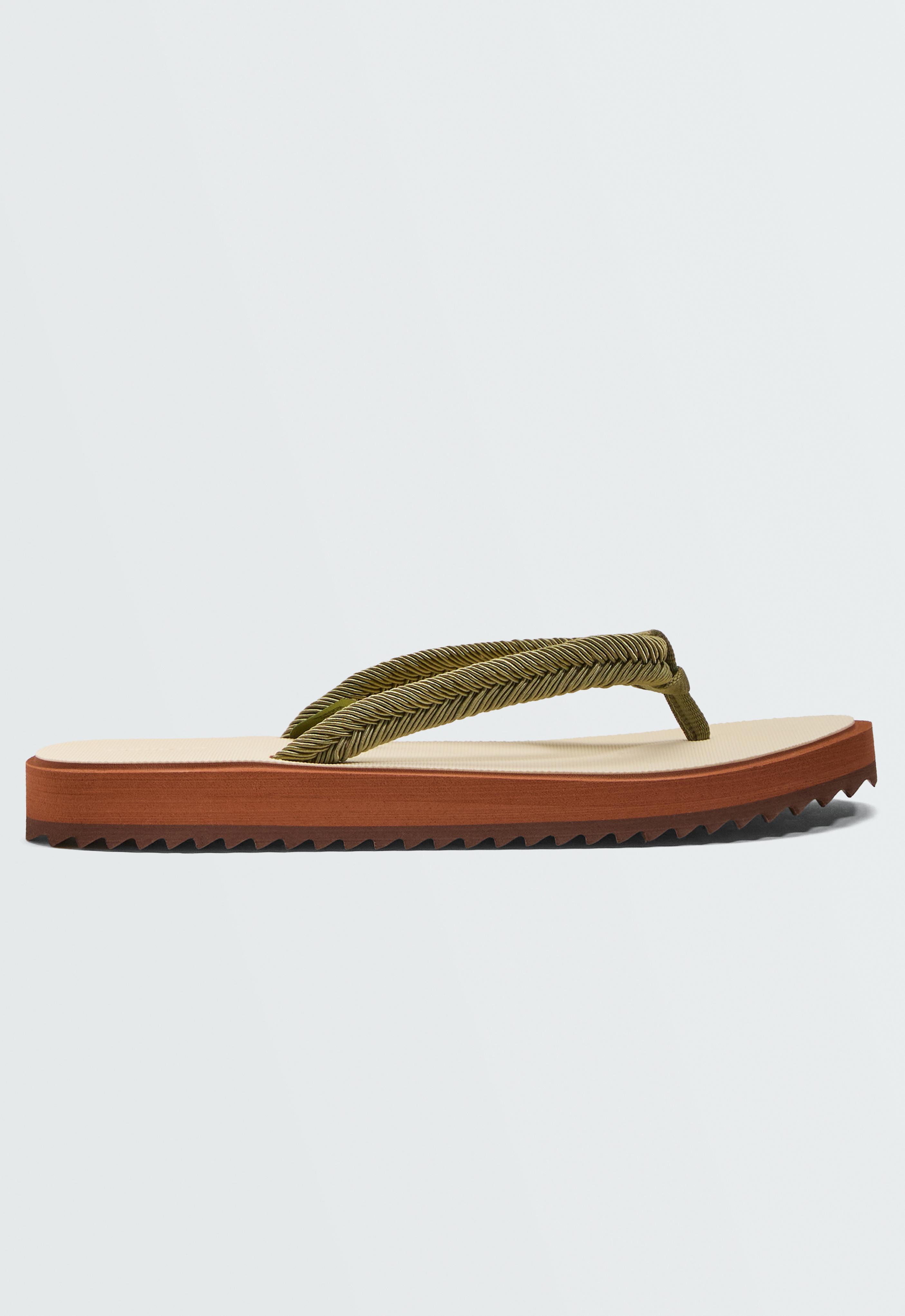 Braided rope beachwear sandals — KHAKI