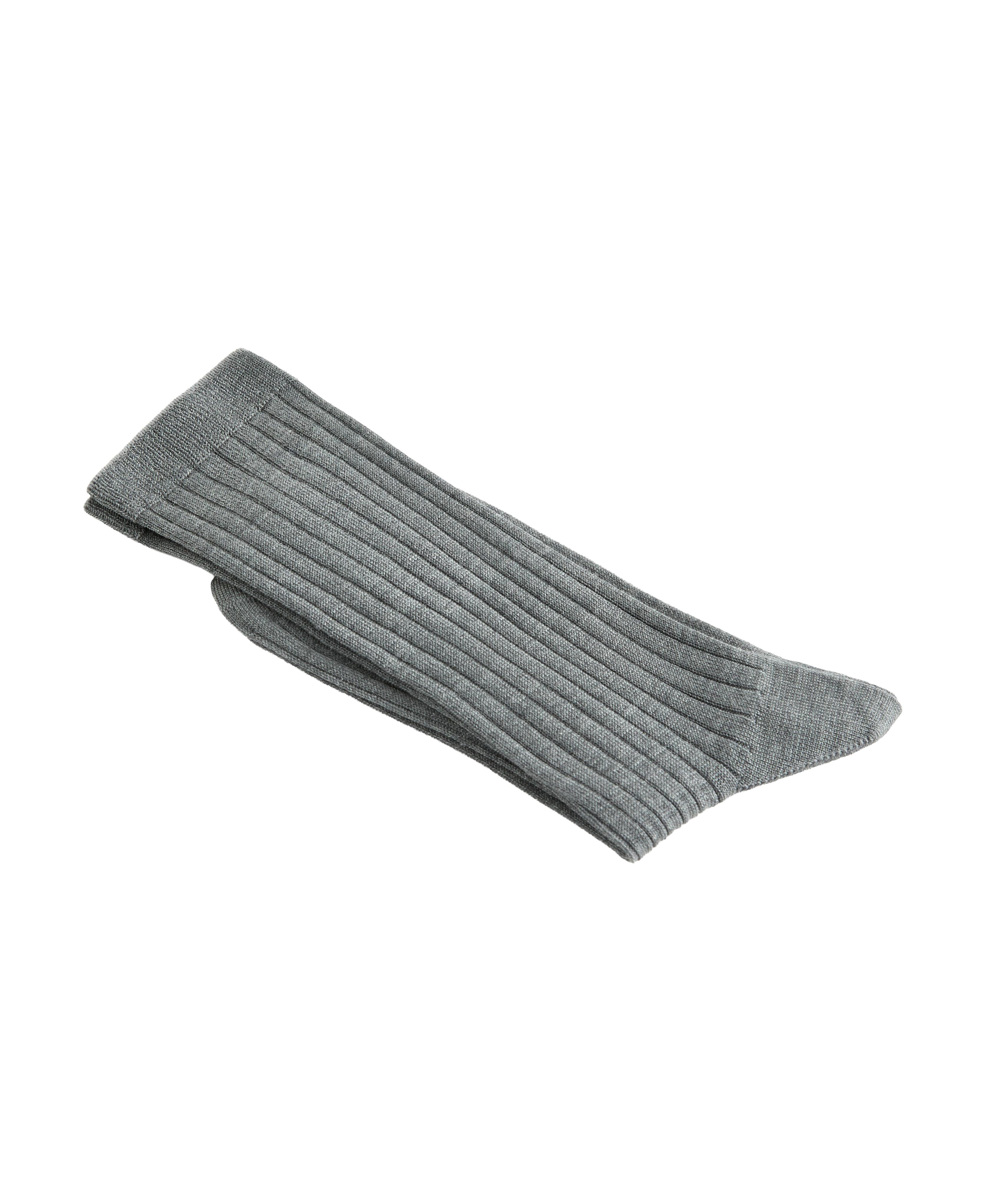 Classic Rib silk blend sock — MOTTLED GREY MELANGE