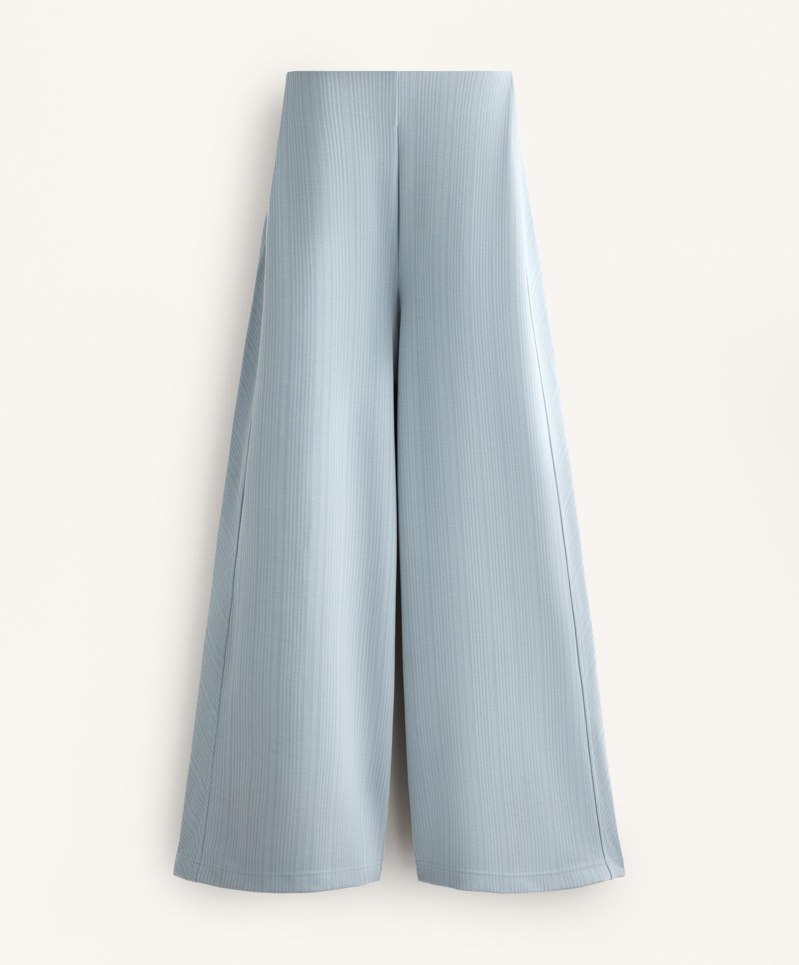 Asymmetric stripe trousers with modal — DUSTY-BLUE