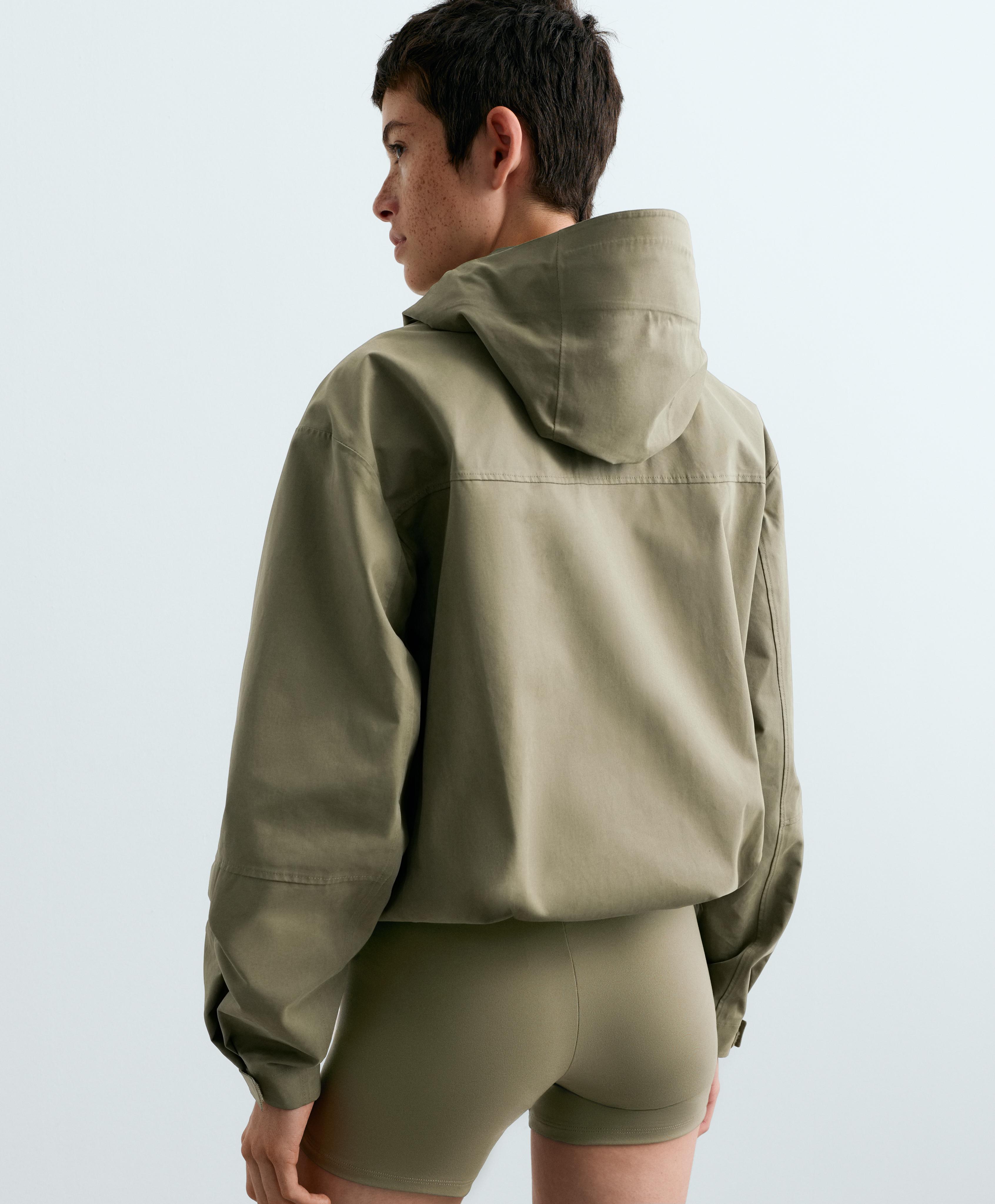 Short 10k waterproof canvas technical jacket — DARK KHAKI
