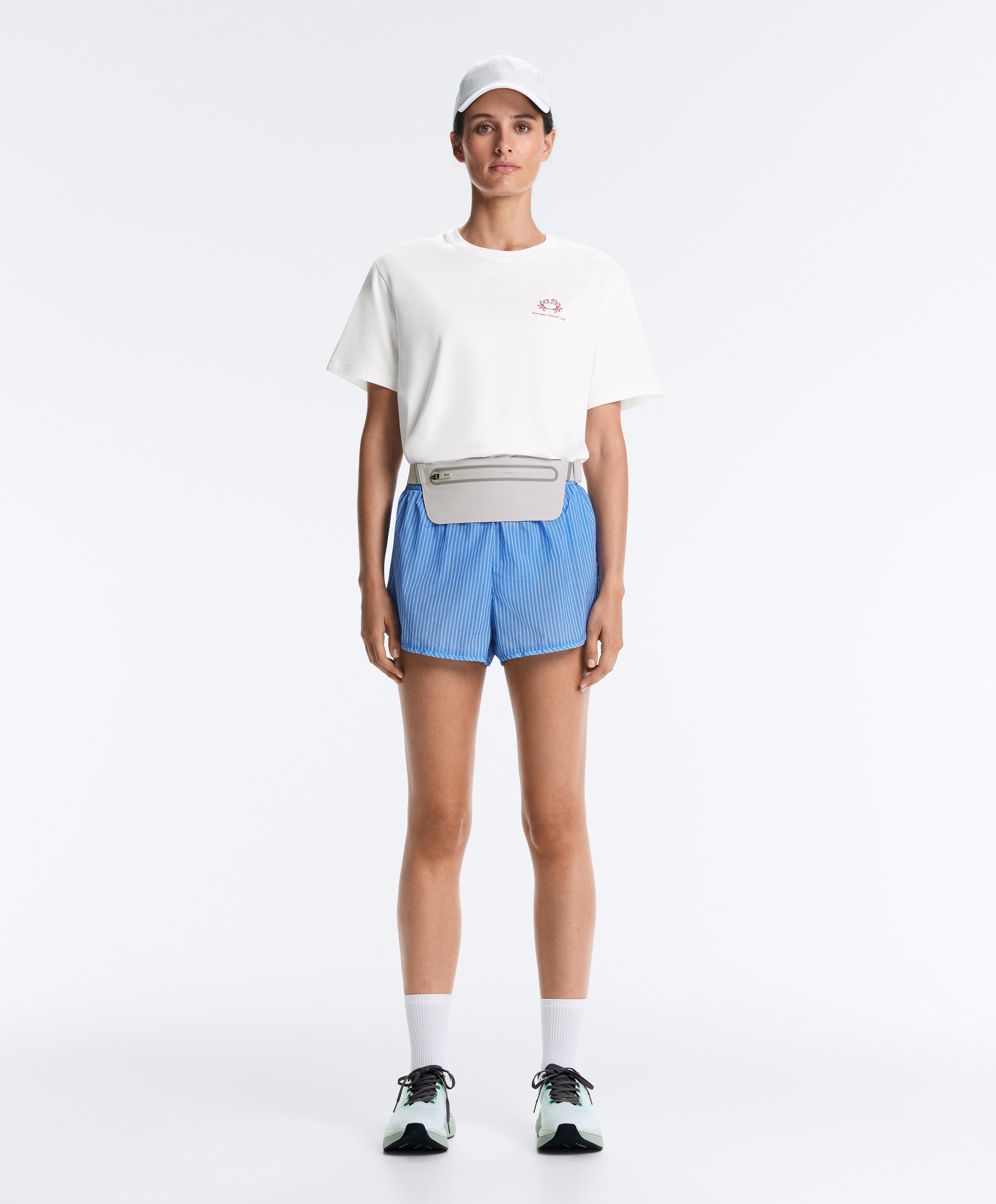 Striped technical shorts — PALE LAVENDER BLUE