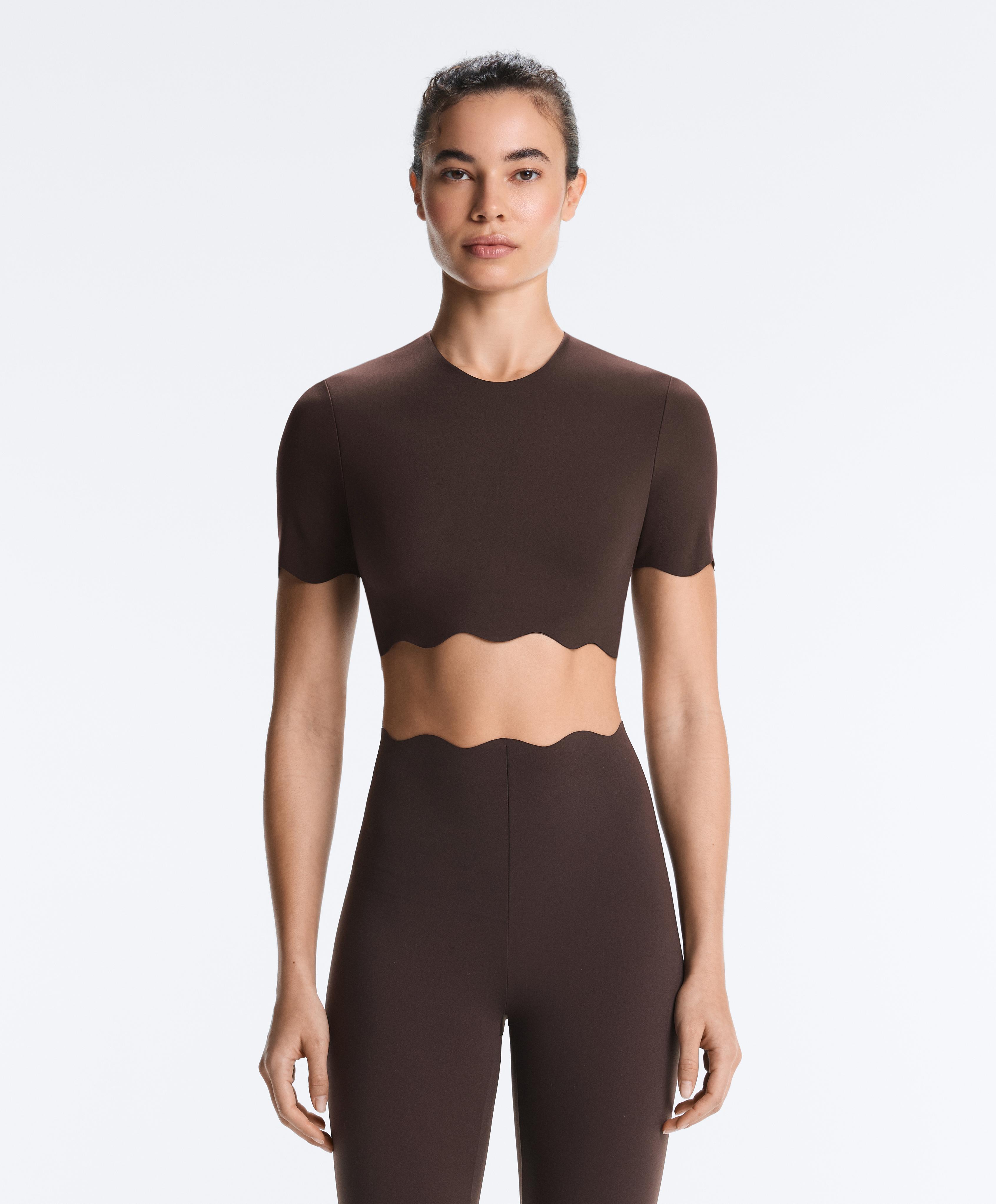 Wavy Compressive Tank Top — DARK REDDISH‑BROWN