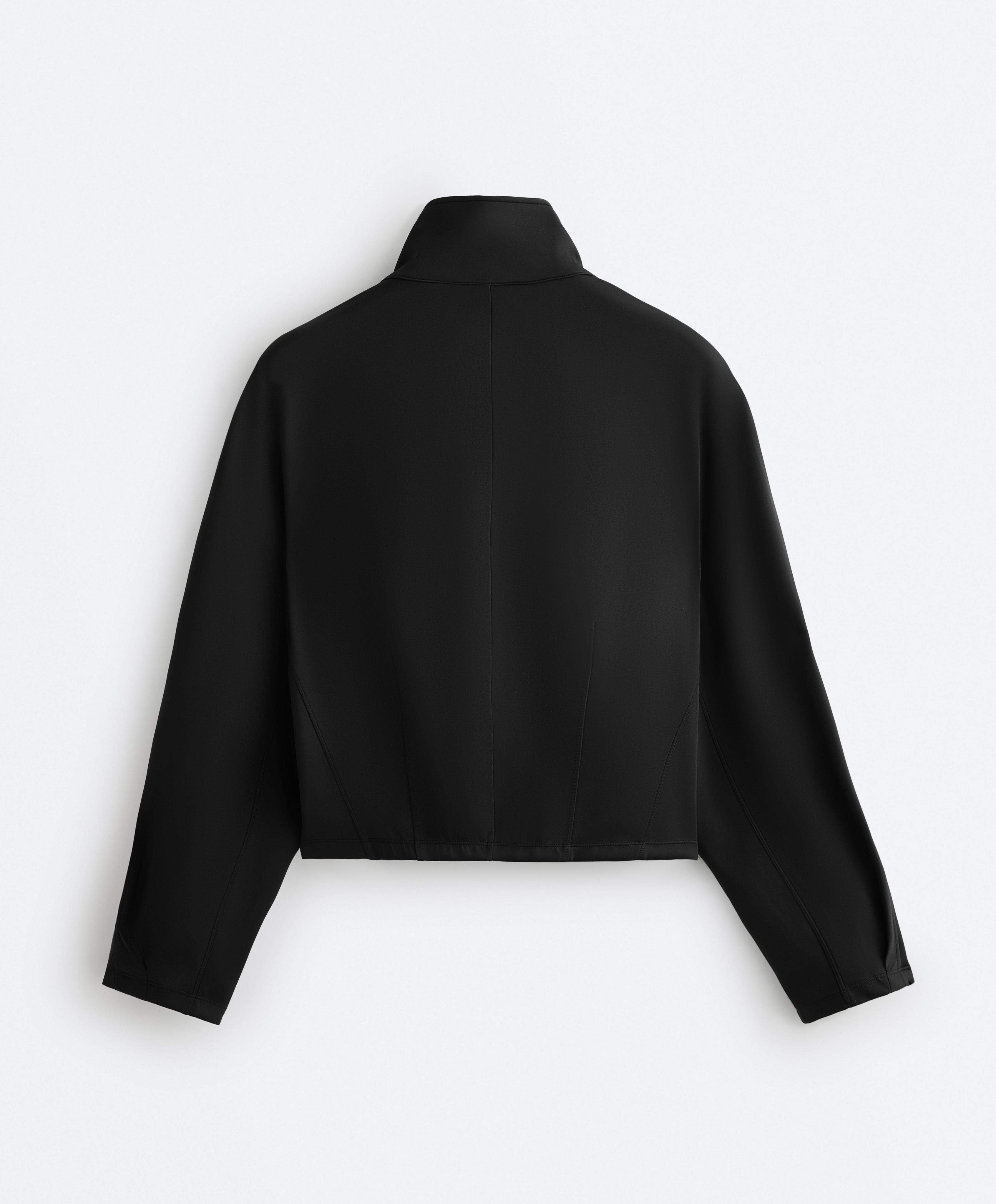 Boxy neoprene-effect jacket — BLACK