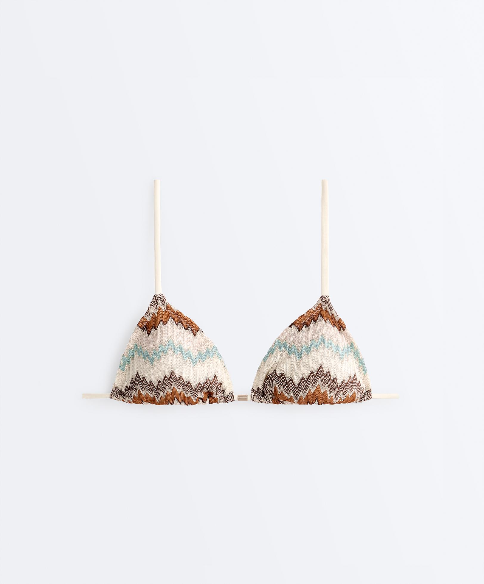 Zigzag crochet triangle bikini top — AQUA GREEN