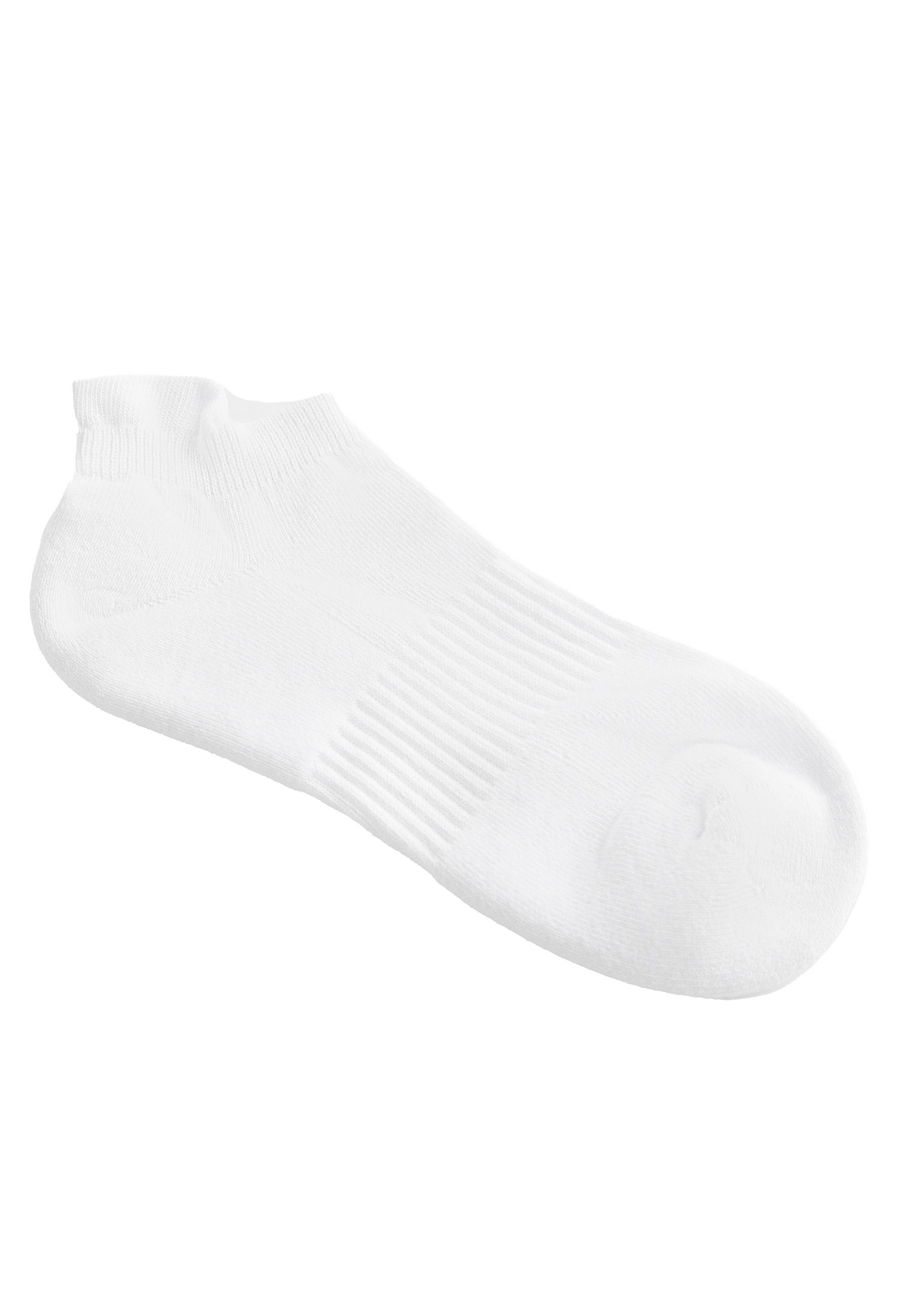 3 pairs of cotton blend sports sneaker socks with heel tab — WHITE