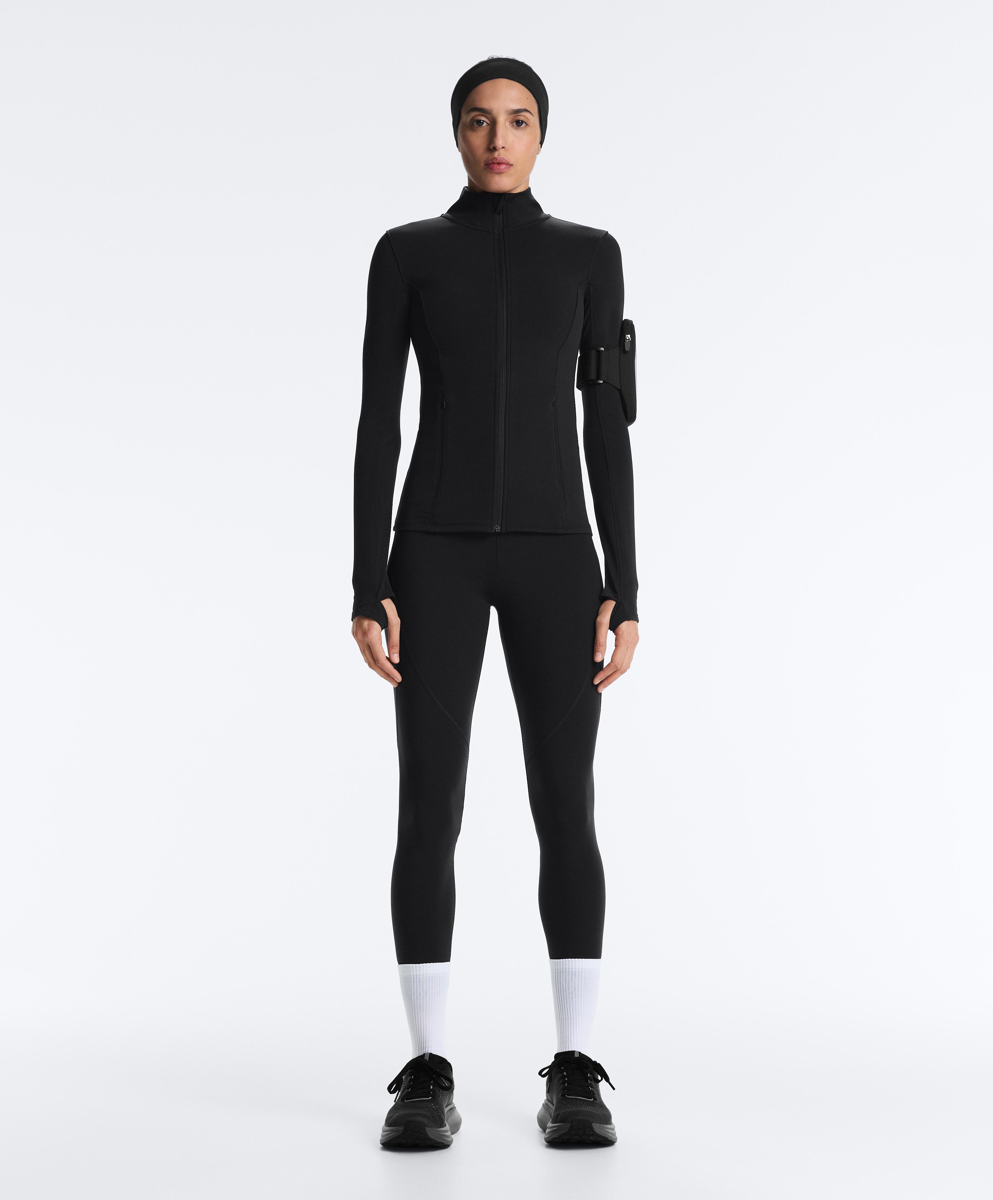 Long light warm technical jacket — BLACK