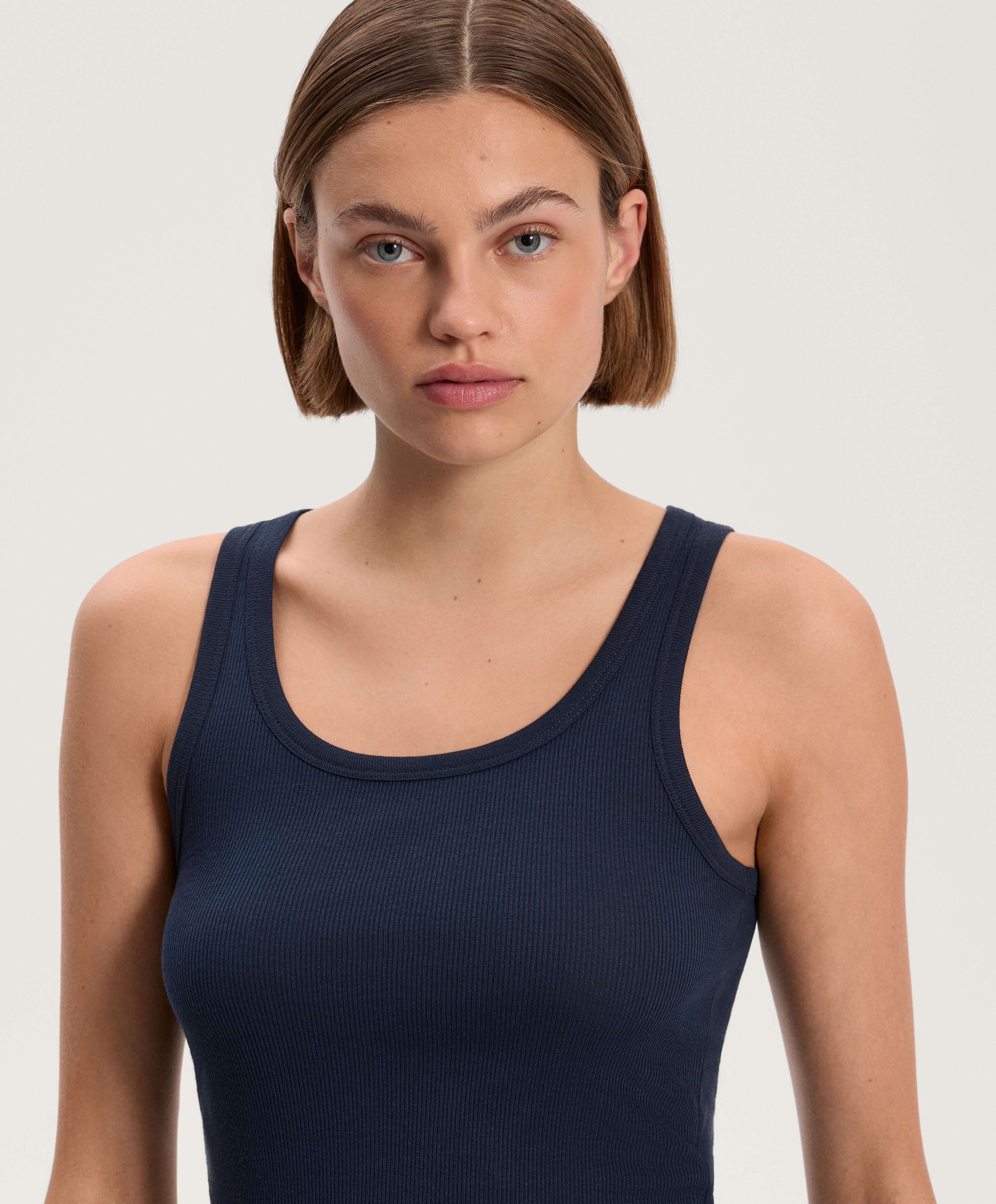 Sleeveless rib top with cotton and modal - Sale