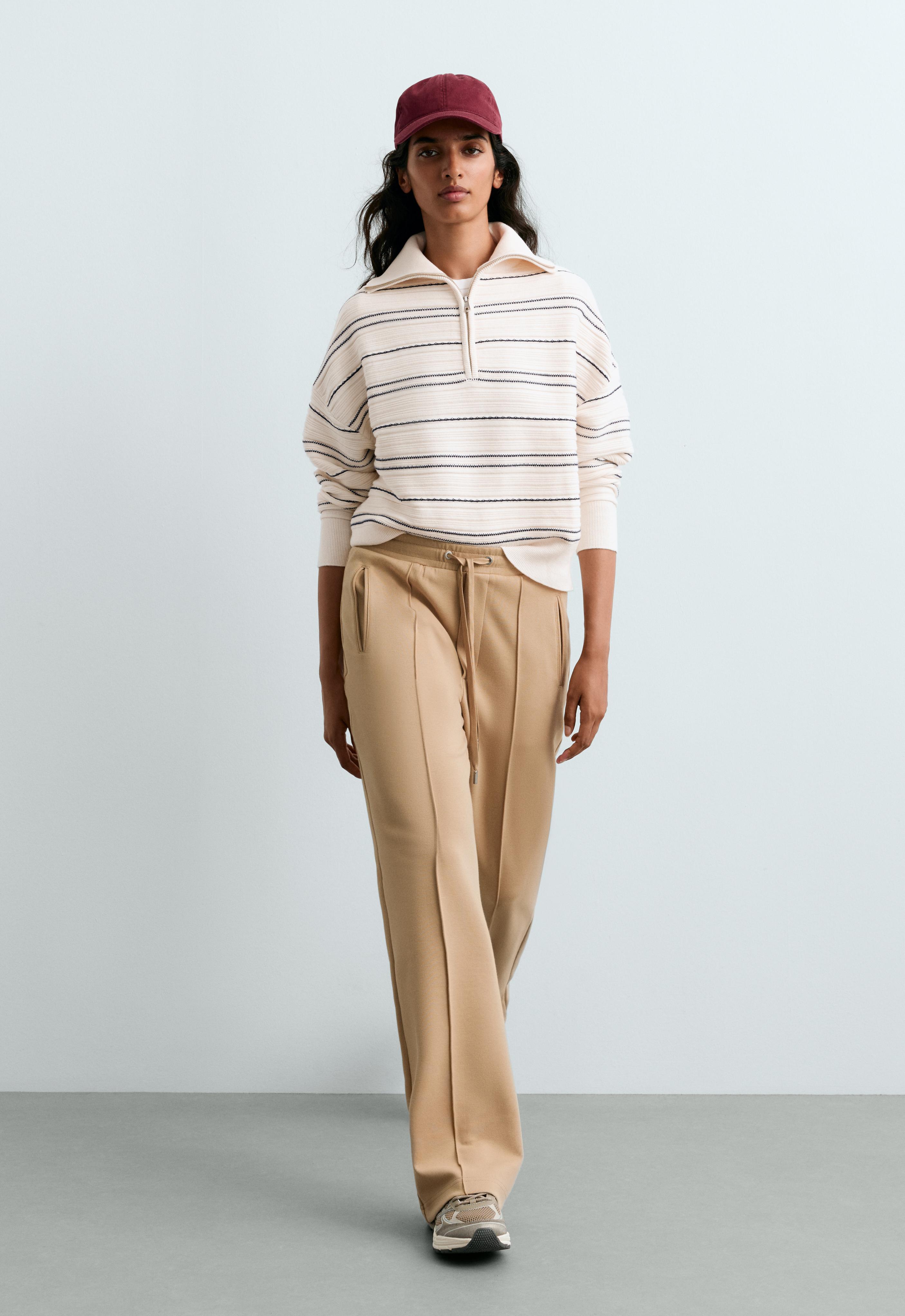 Cotton piqué straight-leg trousers Cotton piqué straight-leg trousers