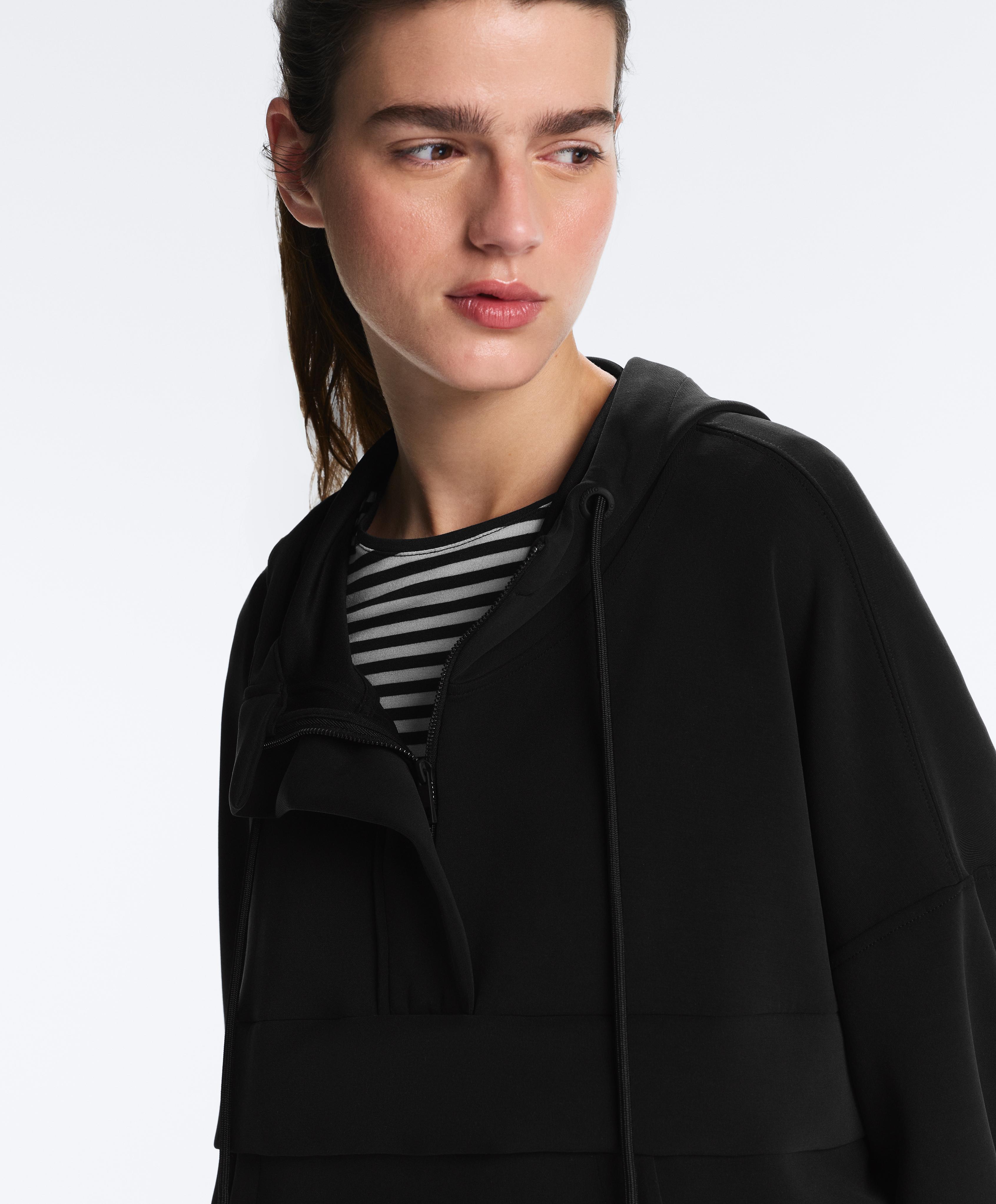 Soft-touch modal sweatshirt with zip — BLACK