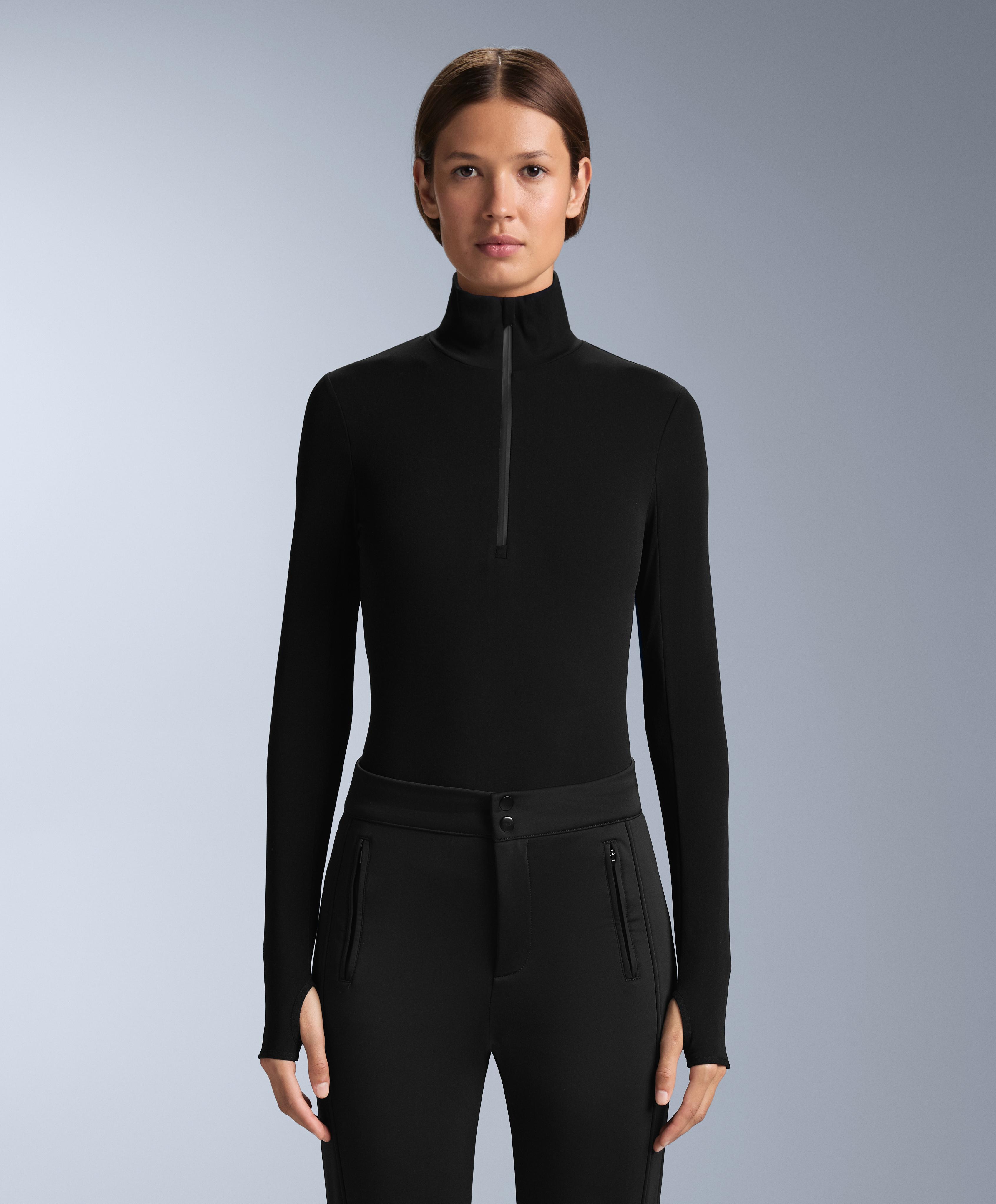 Thermal base layer half-zip top — BLACK