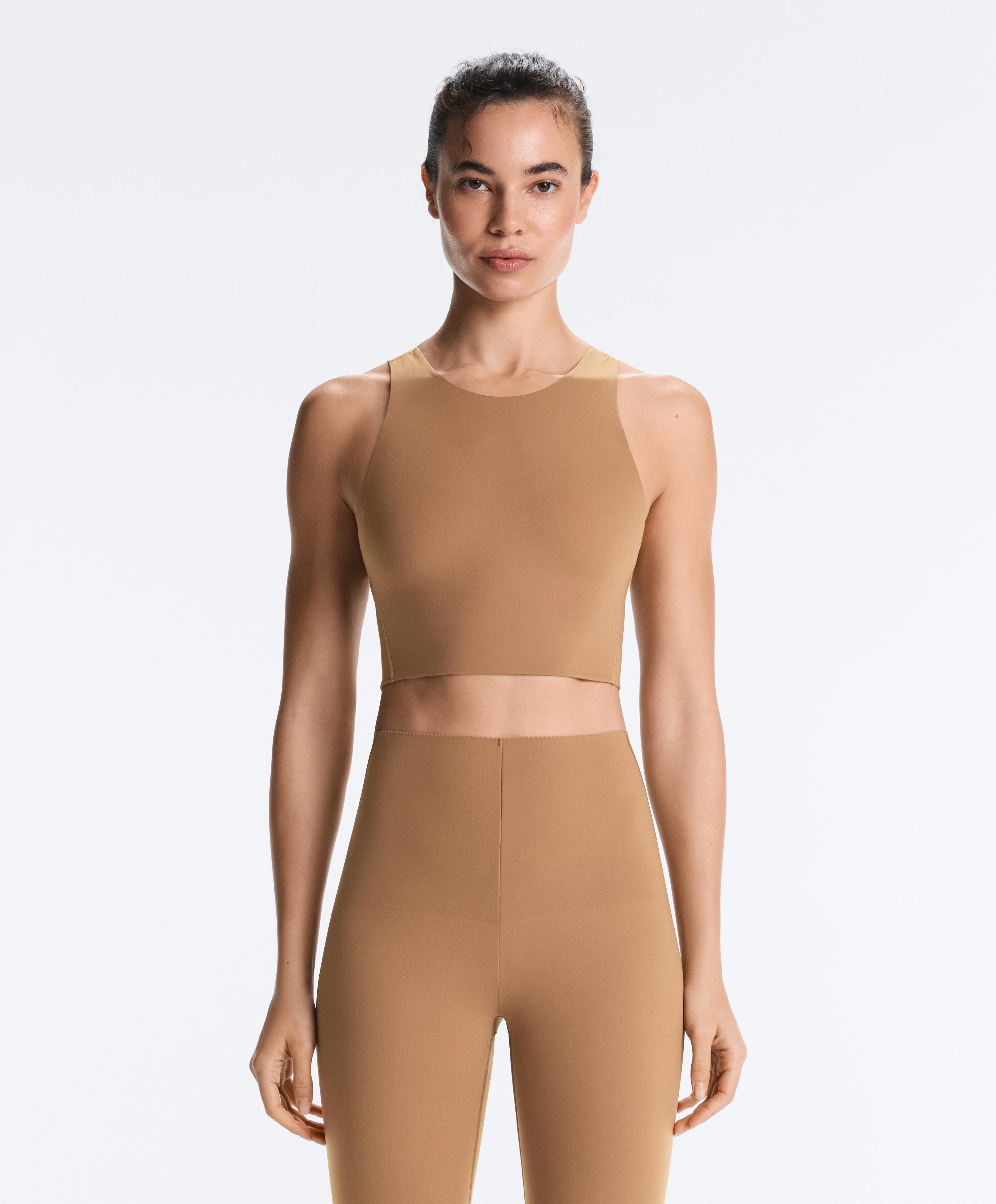 Light Touch crossover back tank top — PALE BROWN