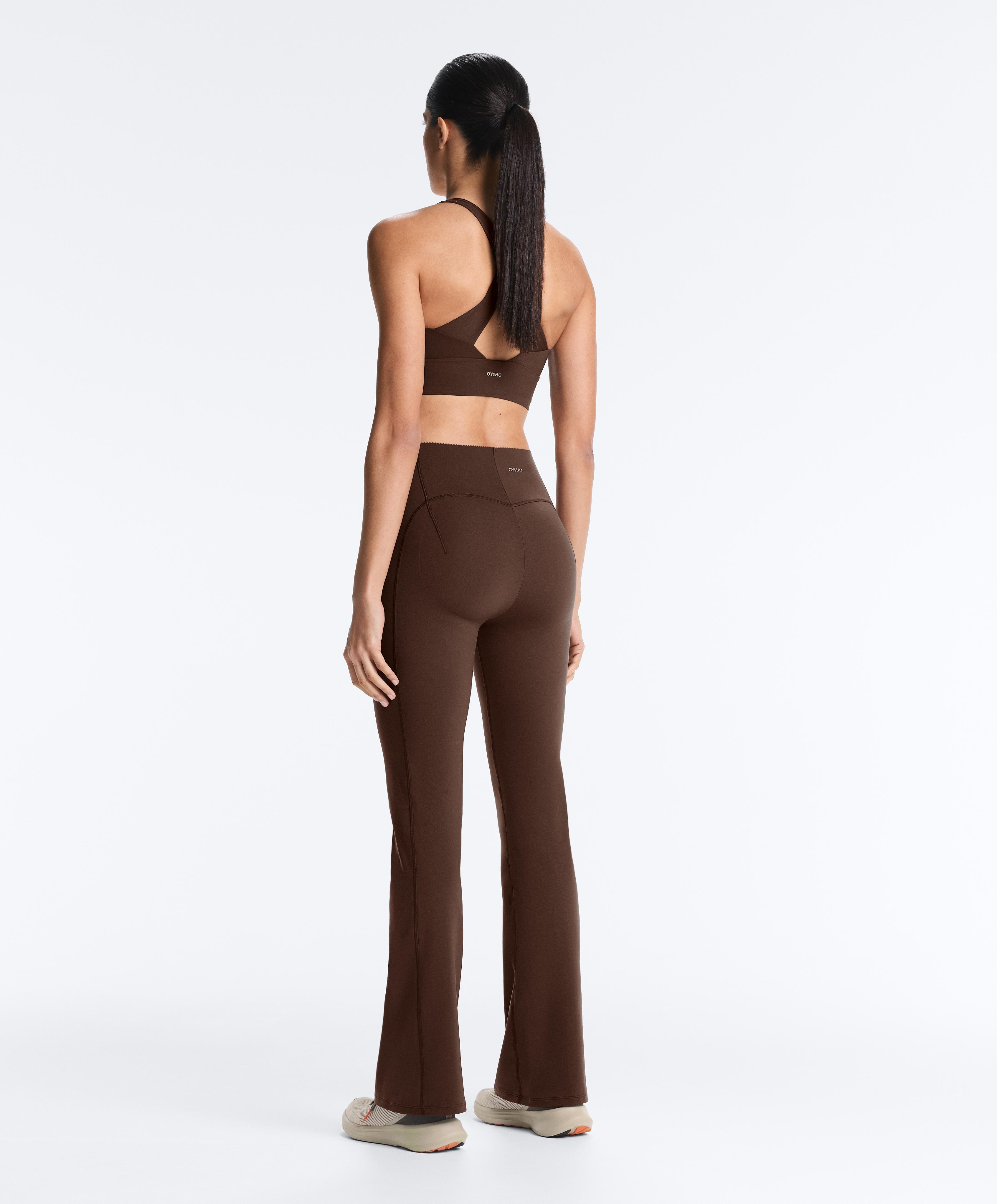 Brown Compressive raise up Flare Total look