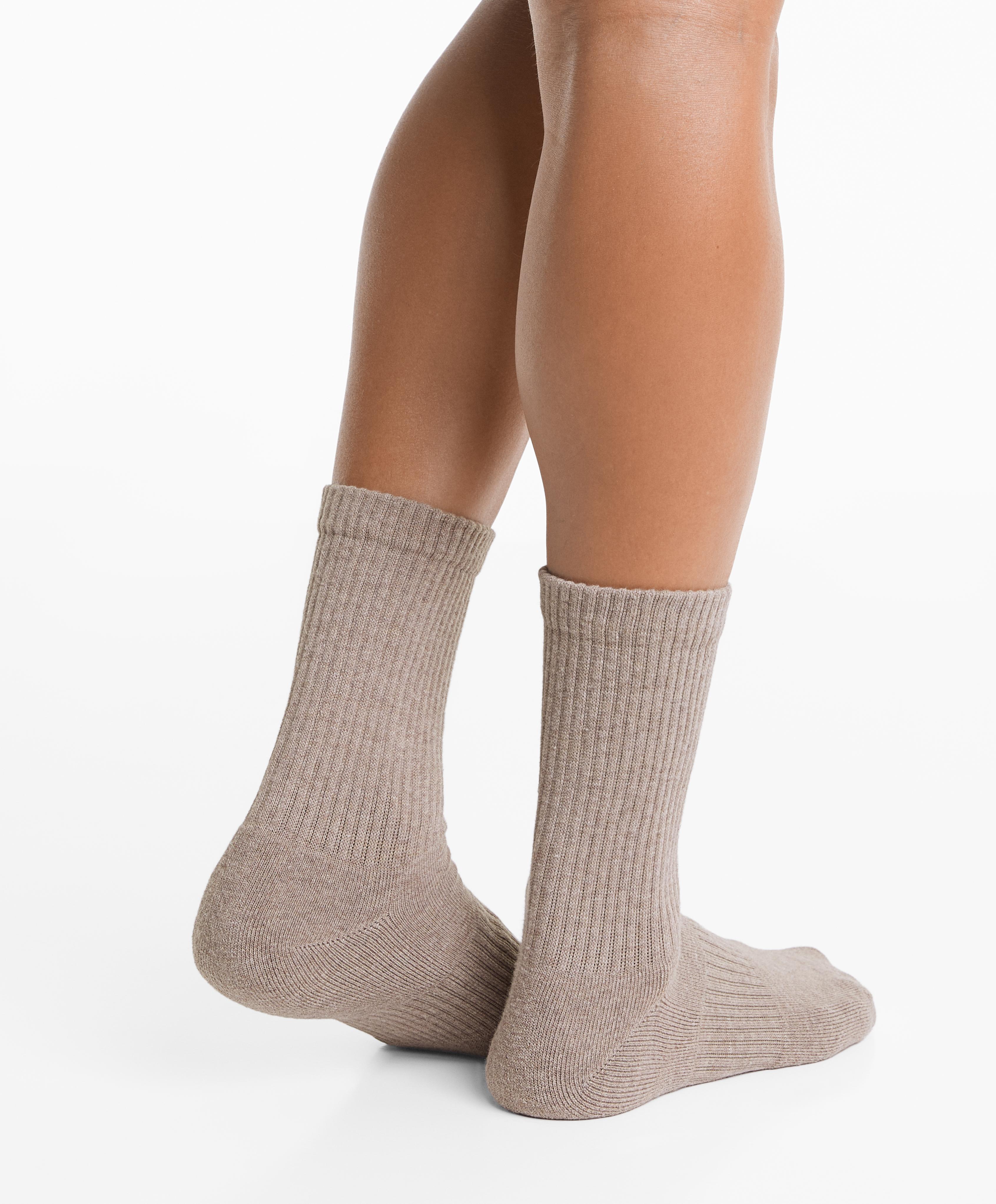 3 pairs of cotton blend classic socks — TAN MELANGE