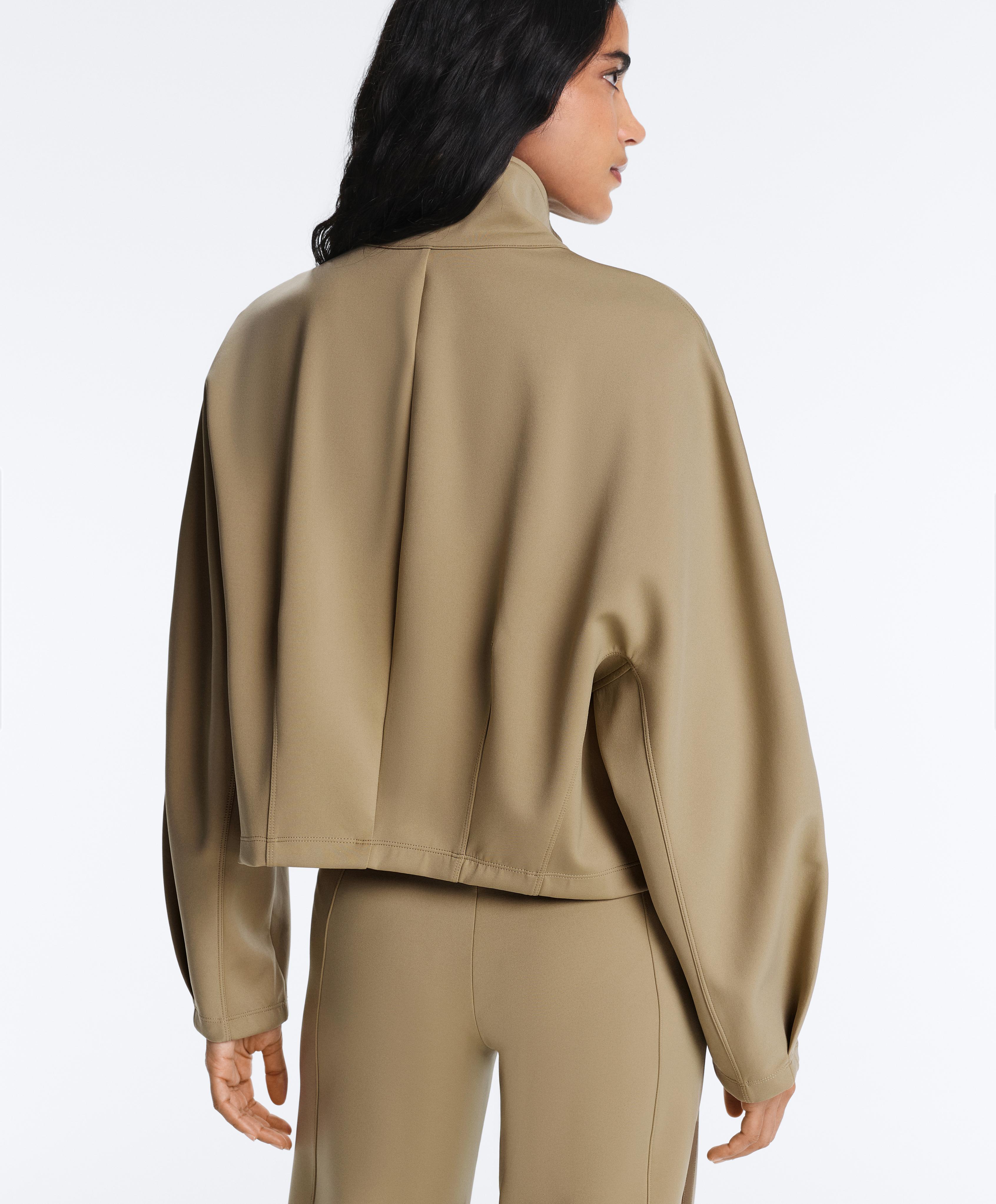 Boxy neoprene-effect jacket — GREEN BEIGE