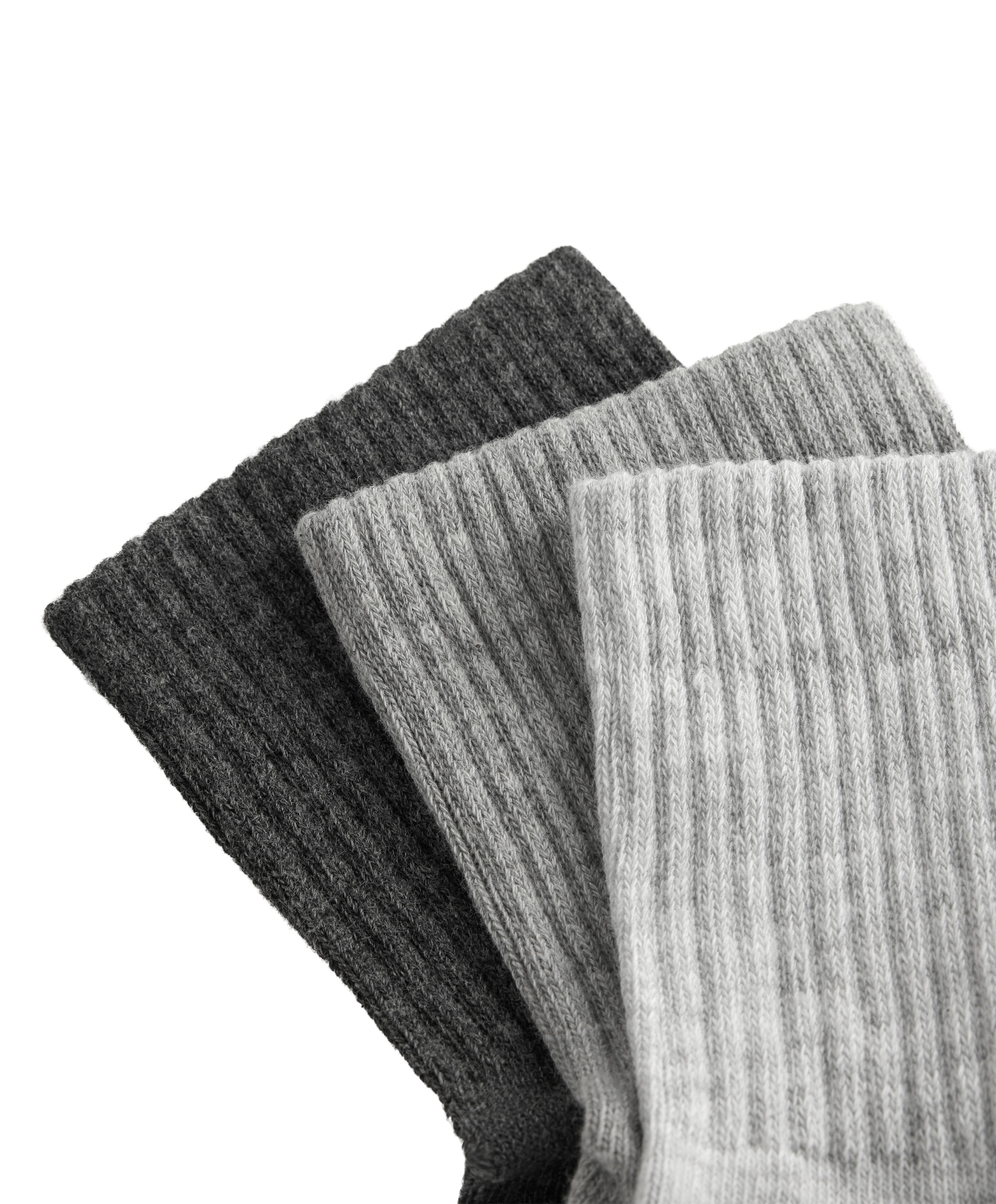3 pairs of cotton blend quarter sports socks — PALE GREY MELANGE