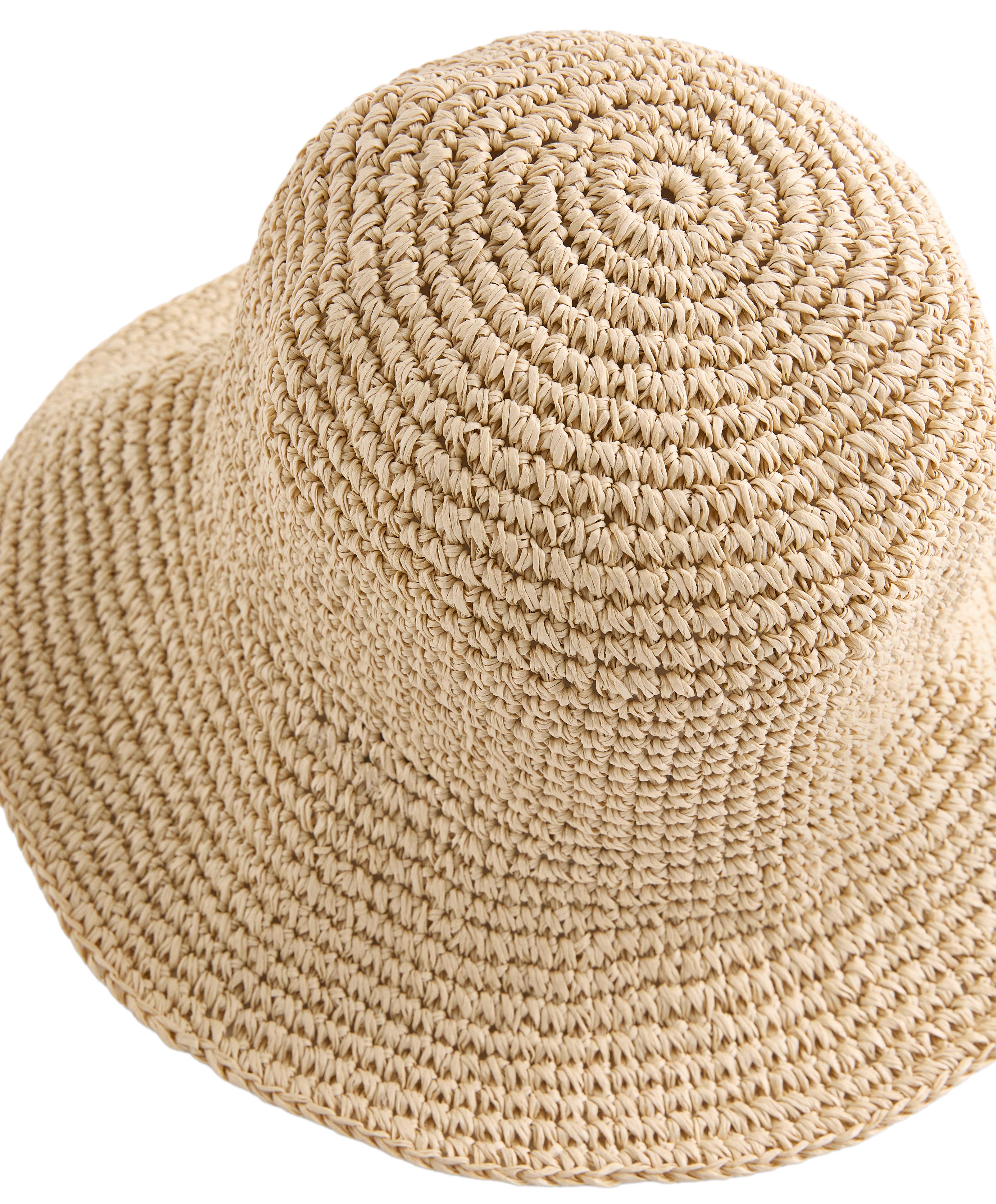 Raffia-effect bucket hat — NATURAL